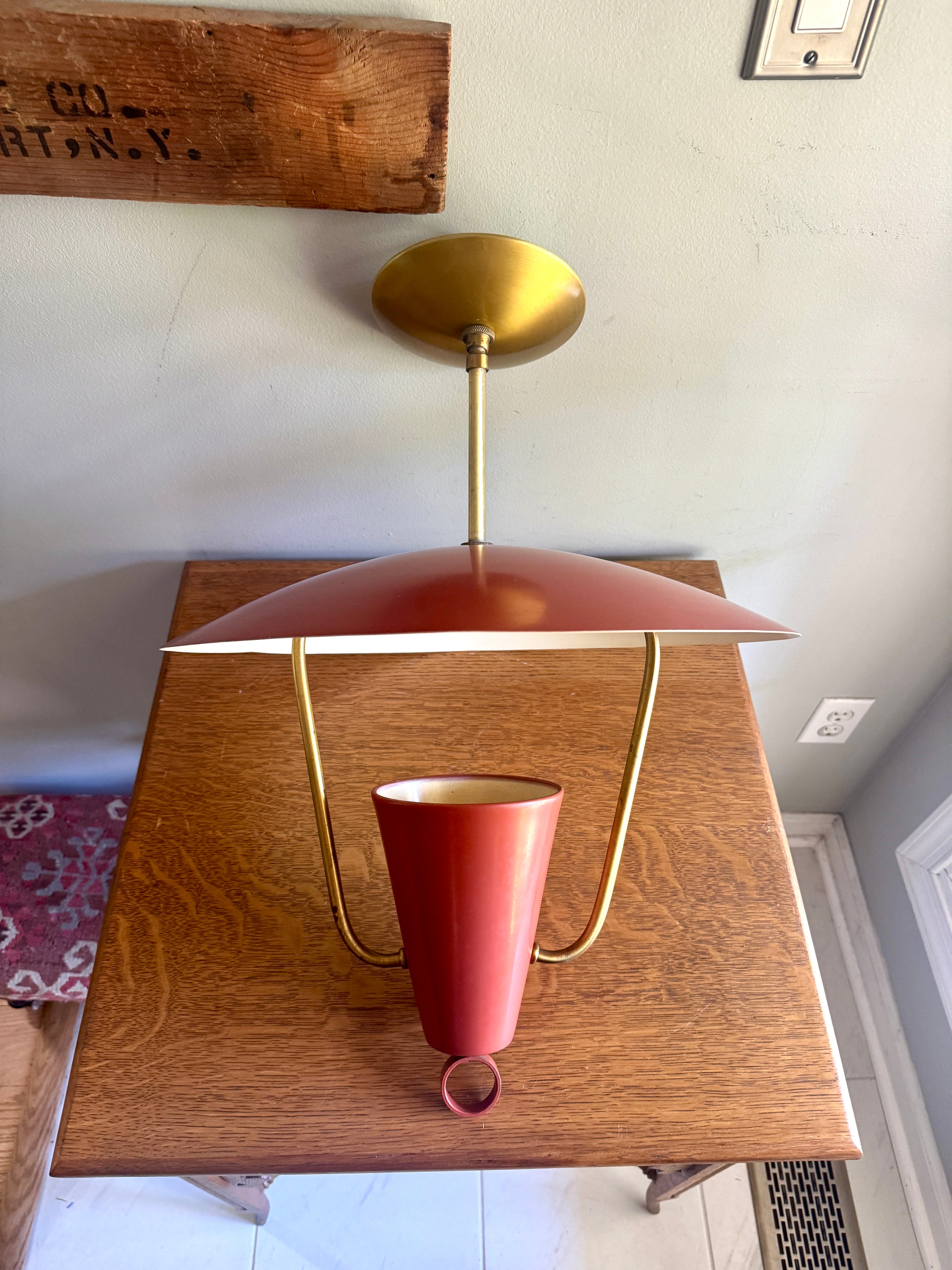 MCM Metal Ceiling Light ~ 1950's MCM Pendant Lamp
