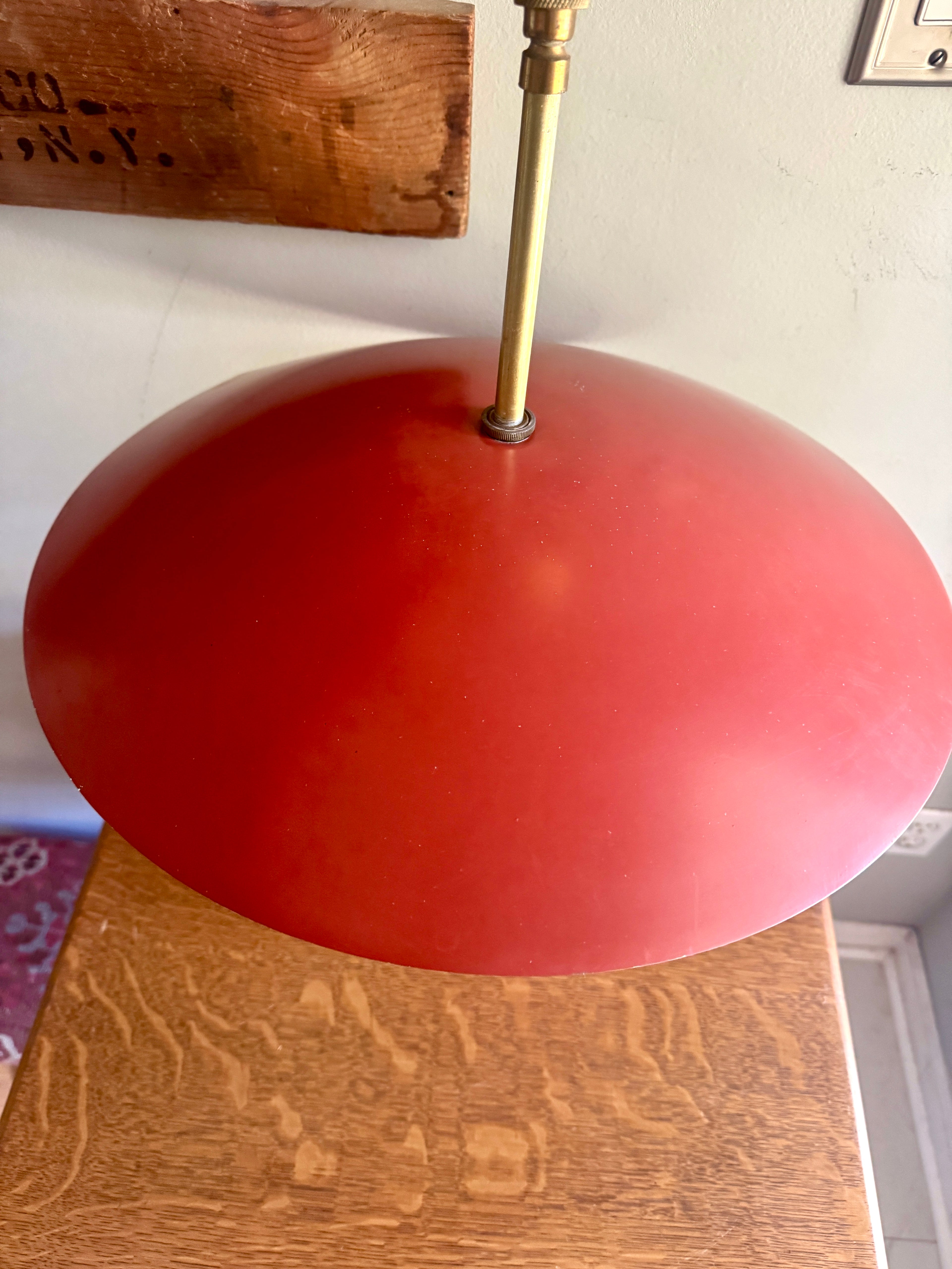MCM Metal Ceiling Light ~ 1950's MCM Pendant Lamp