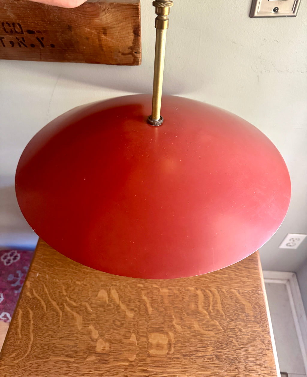 MCM Metal Ceiling Light ~ 1950's MCM Pendant Lamp