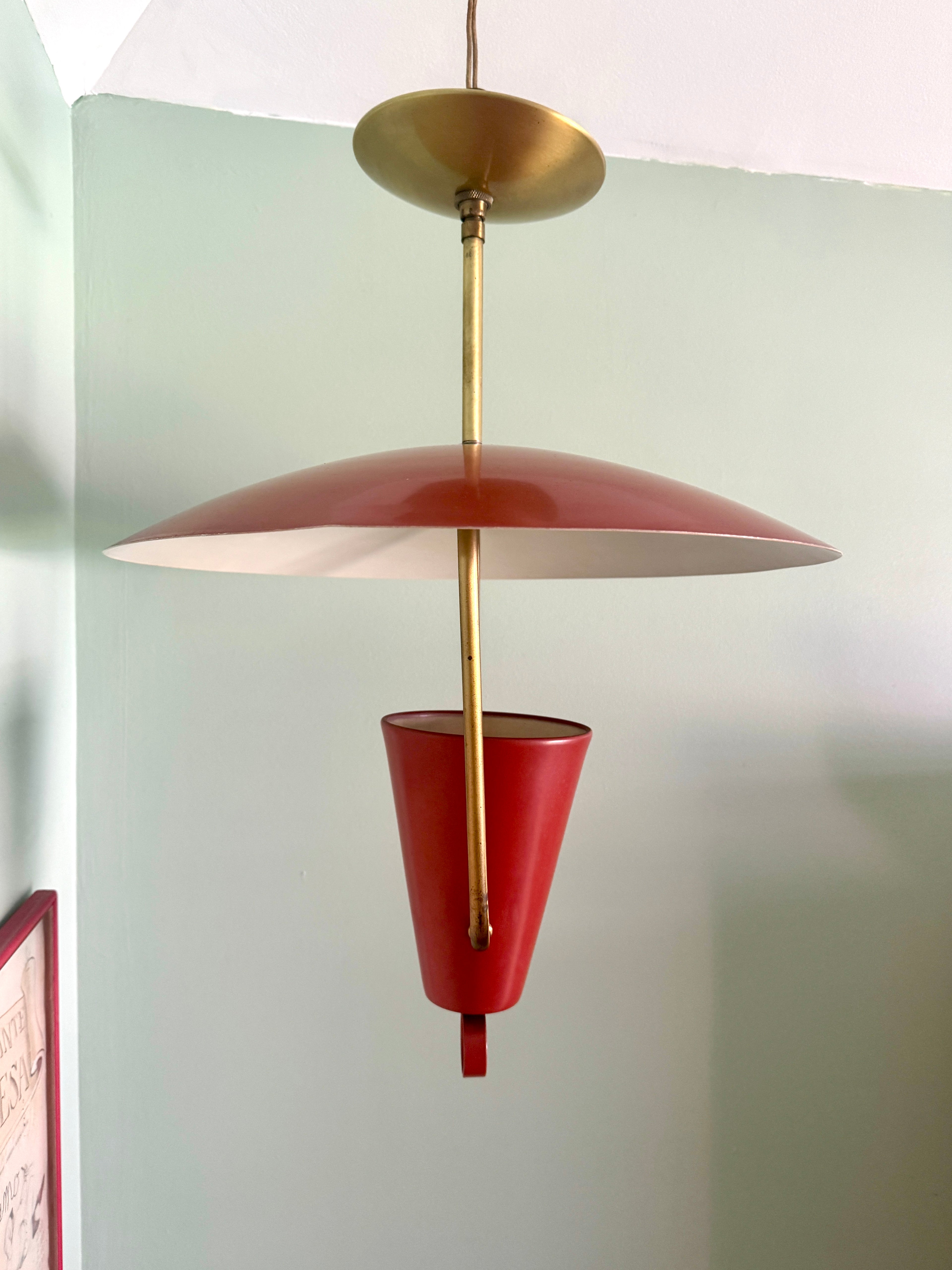 MCM Metal Ceiling Light ~ 1950's MCM Pendant Lamp