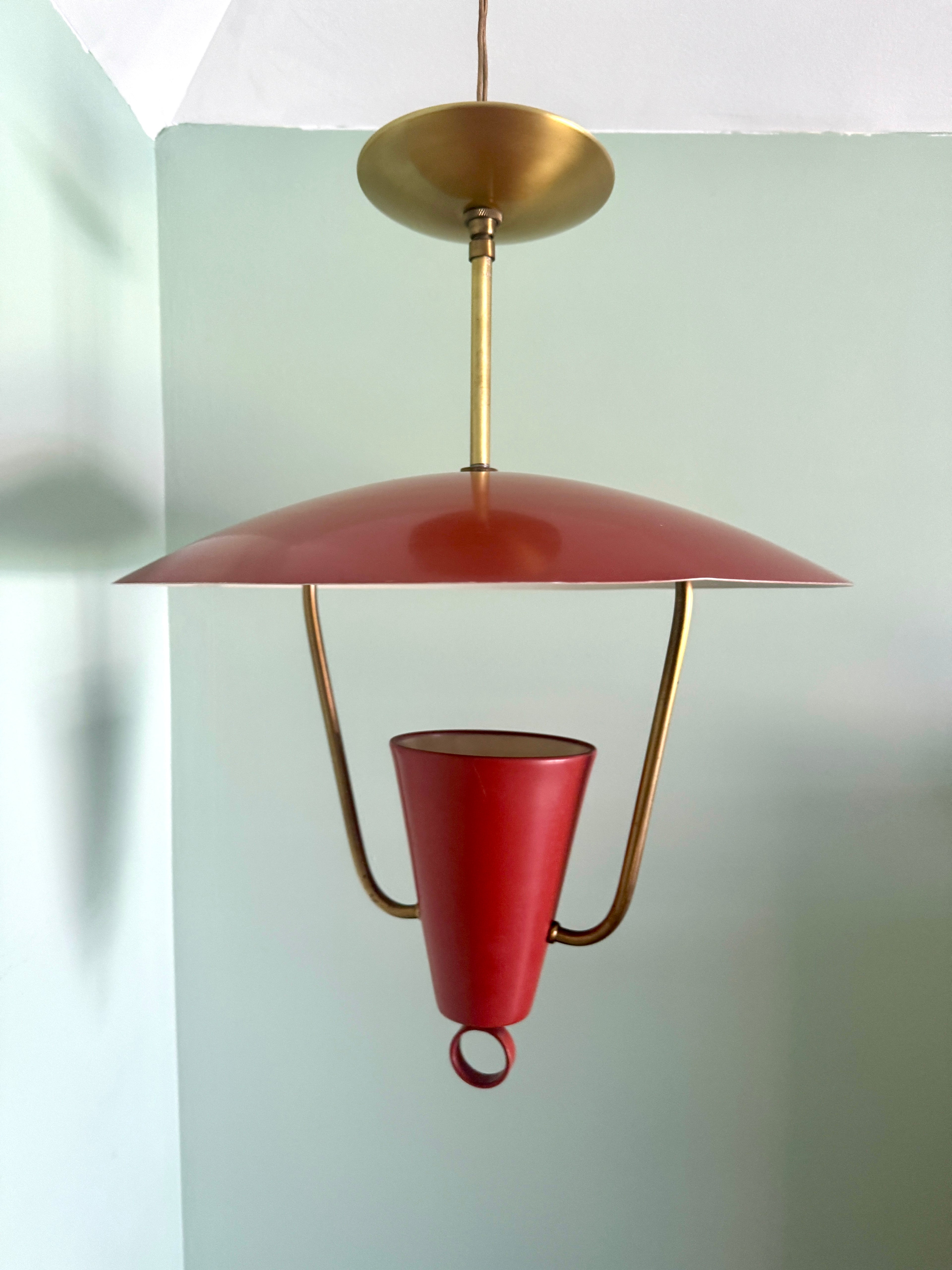 MCM Metal Ceiling Light ~ 1950's MCM Pendant Lamp