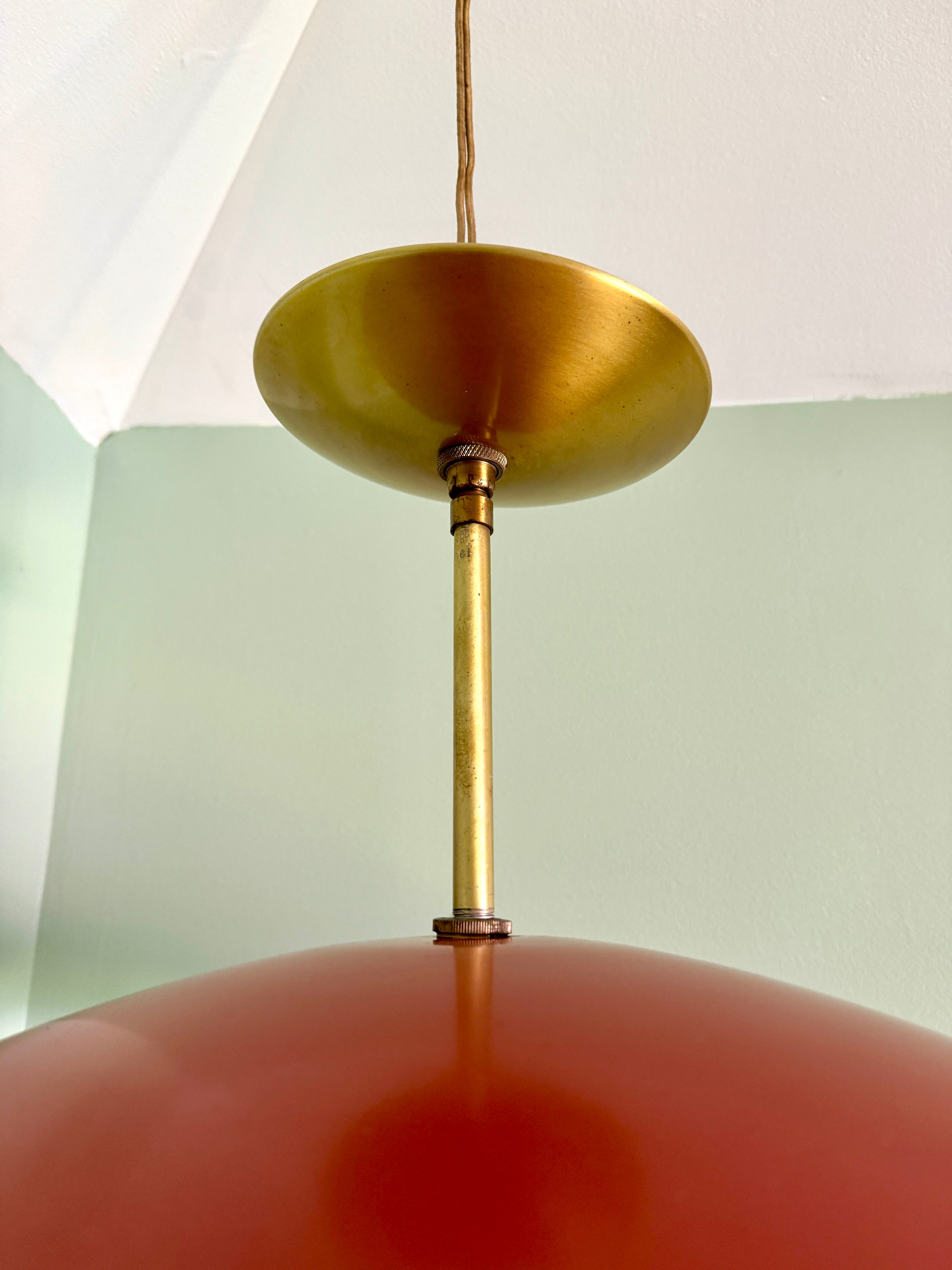 MCM Metal Ceiling Light ~ 1950's MCM Pendant Lamp