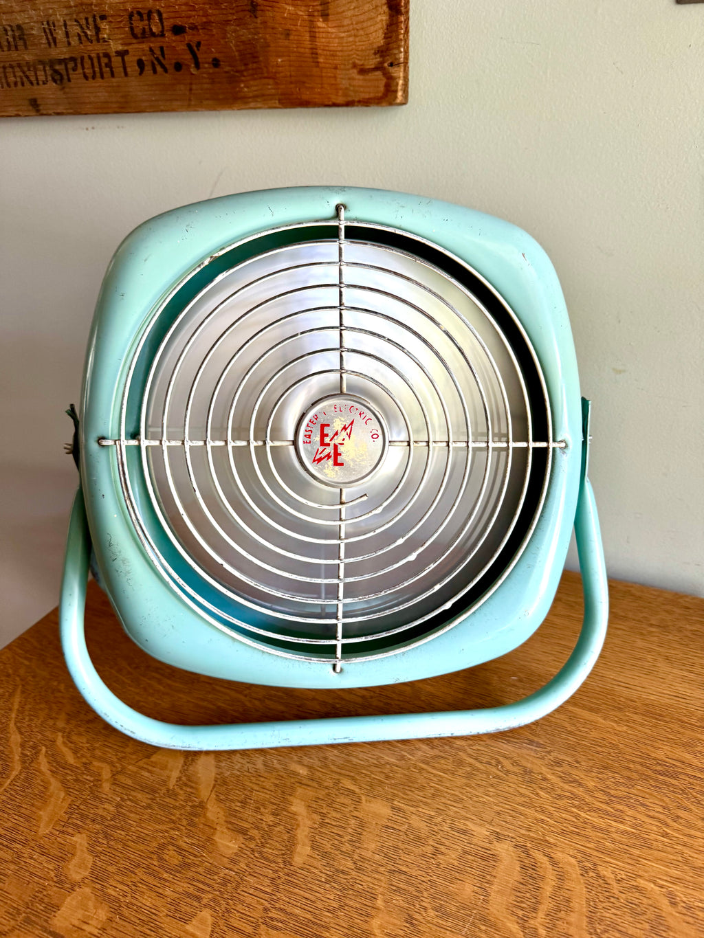 Vintage Aqua Blue Eastern Electric Table Fan | Turquoise Lasko Electric Table Fan | MCM Table Fan| Rustic Tilting Single Speed Electric Fan