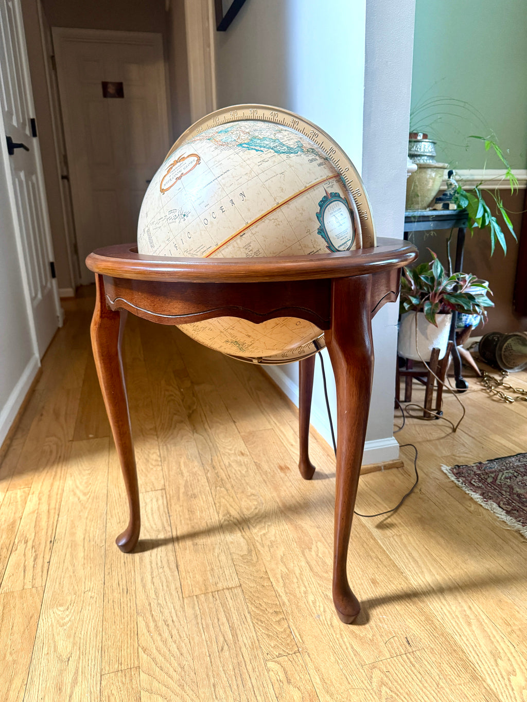 Vintage Large Mid 20th Century 16" Replogle Heirloom for Butler Illuminated Standing World Globe