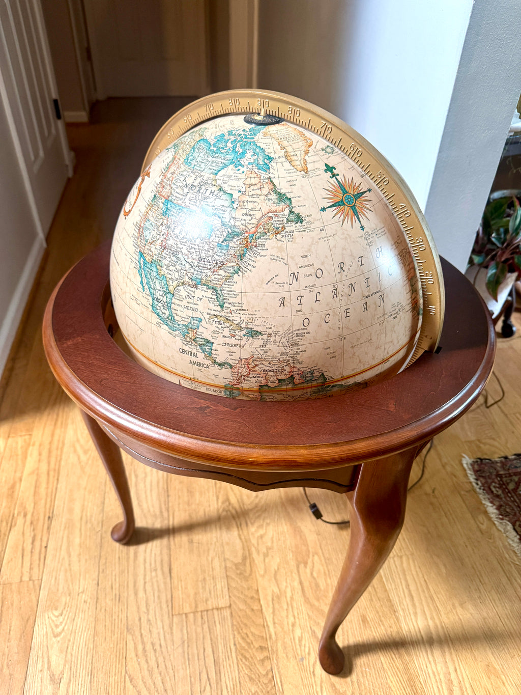 Vintage Large Mid 20th Century 16" Replogle Heirloom for Butler Illuminated Standing World Globe
