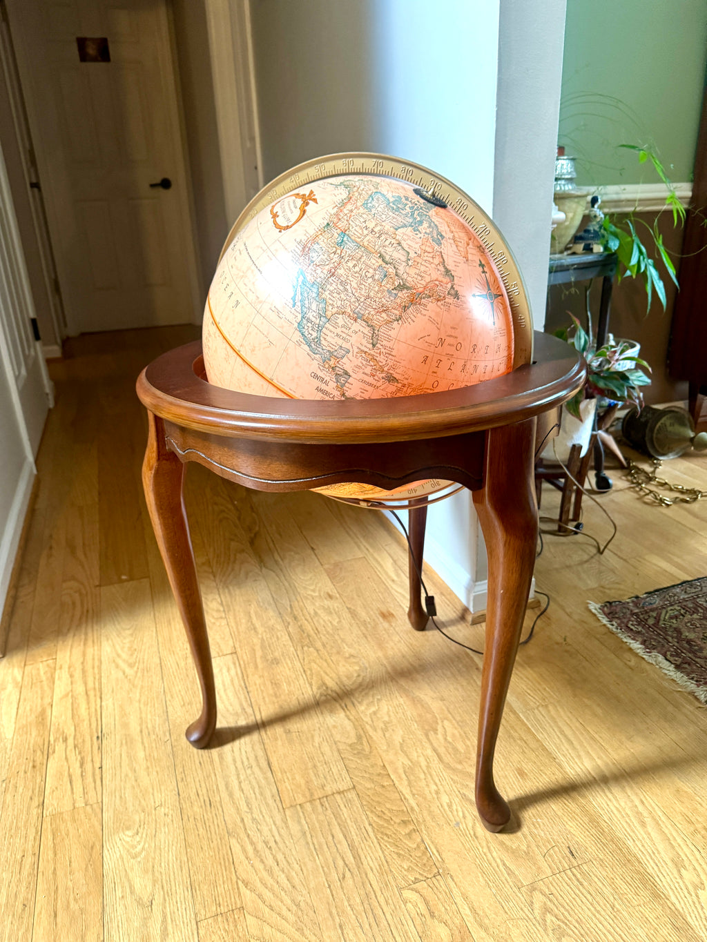 Vintage Large Mid 20th Century 16" Replogle Heirloom for Butler Illuminated Standing World Globe