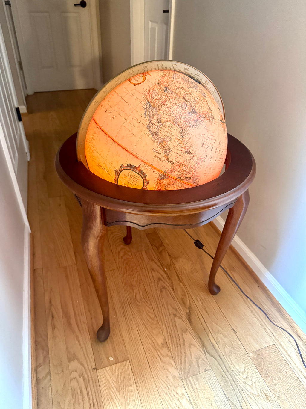Vintage Large Mid 20th Century 16" Replogle Heirloom for Butler Illuminated Standing World Globe