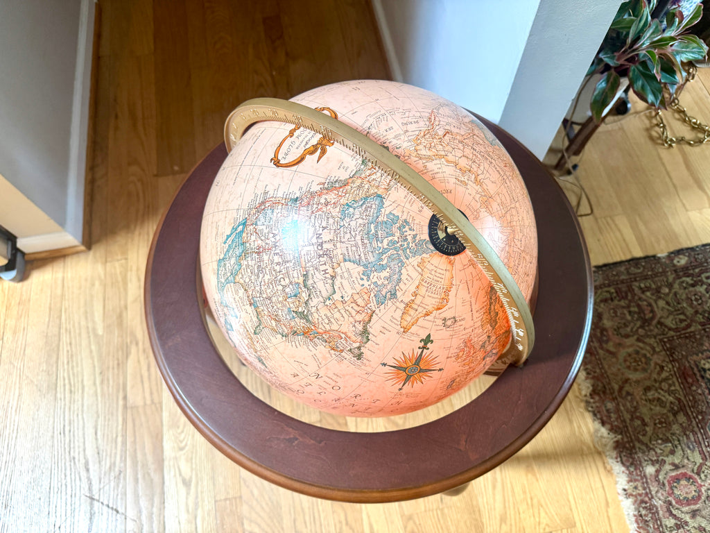 Vintage Large Mid 20th Century 16" Replogle Heirloom for Butler Illuminated Standing World Globe