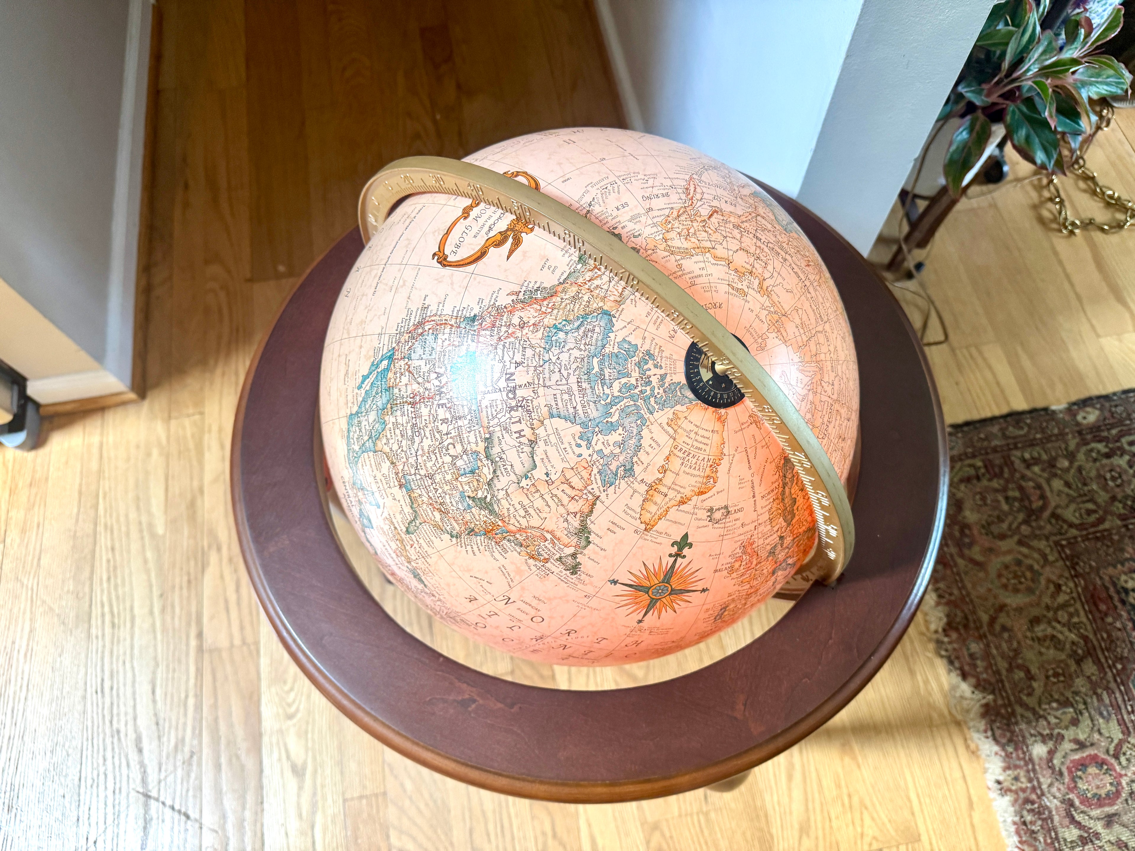 Vintage Large Mid 20th Century 16" Replogle Heirloom for Butler Illuminated Standing World Globe