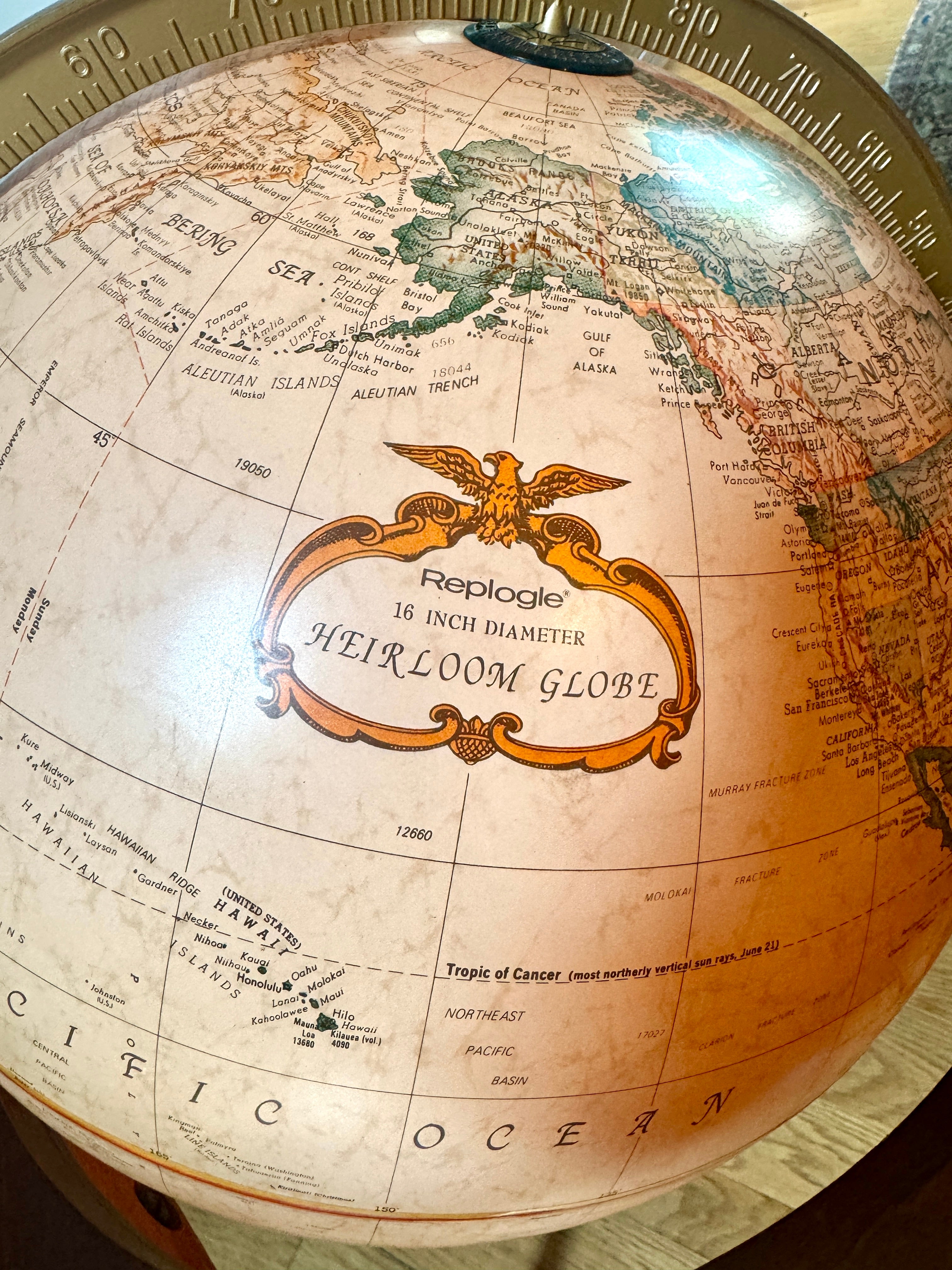 Vintage Large Mid 20th Century 16" Replogle Heirloom for Butler Illuminated Standing World Globe