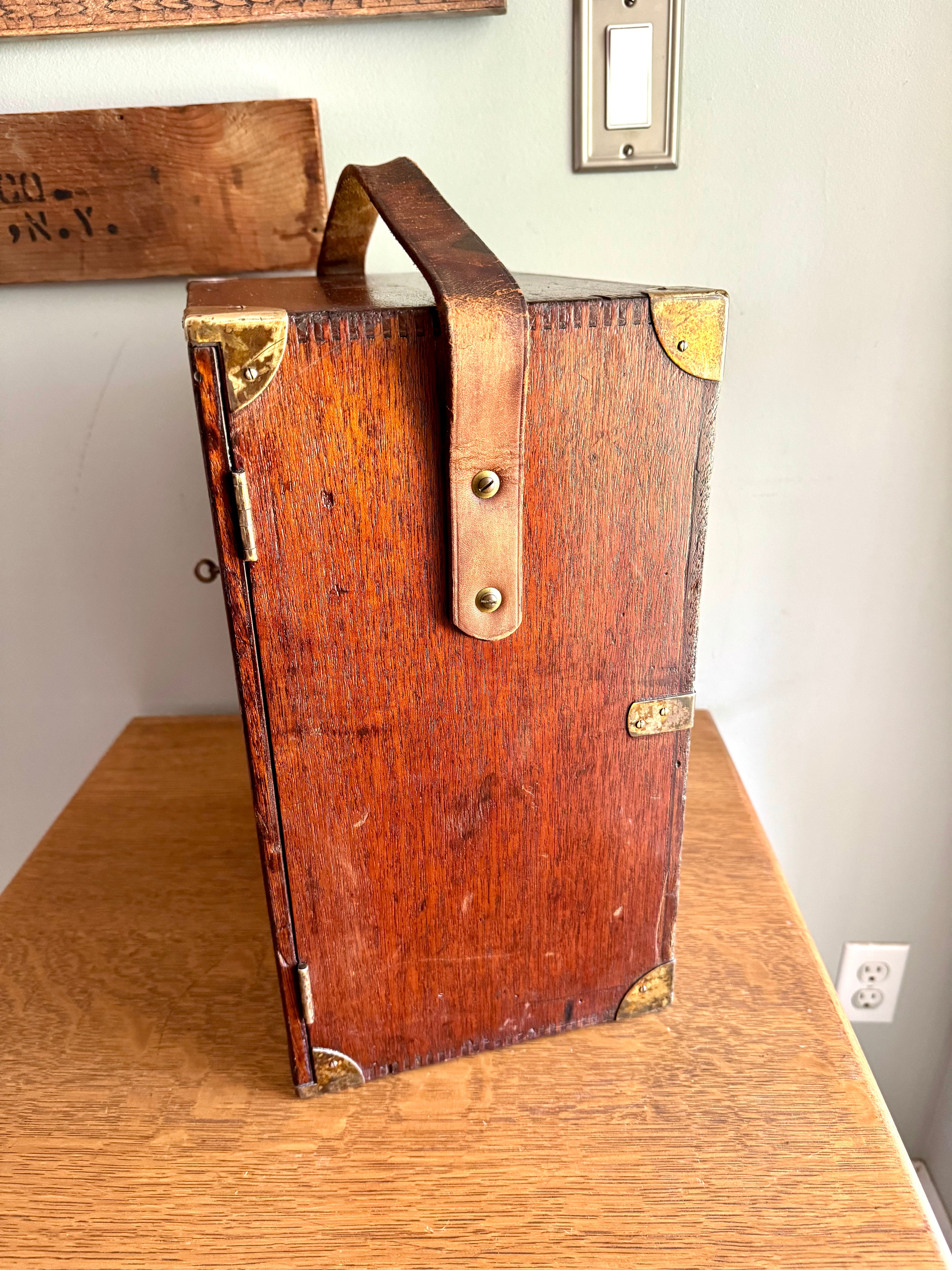 Vintage Wood Keuffel & Esser Box | Wooden Survey Transit Box | Wood Dovetailed Carrying Box  | Antique Wooden Box | Wood Storage Box