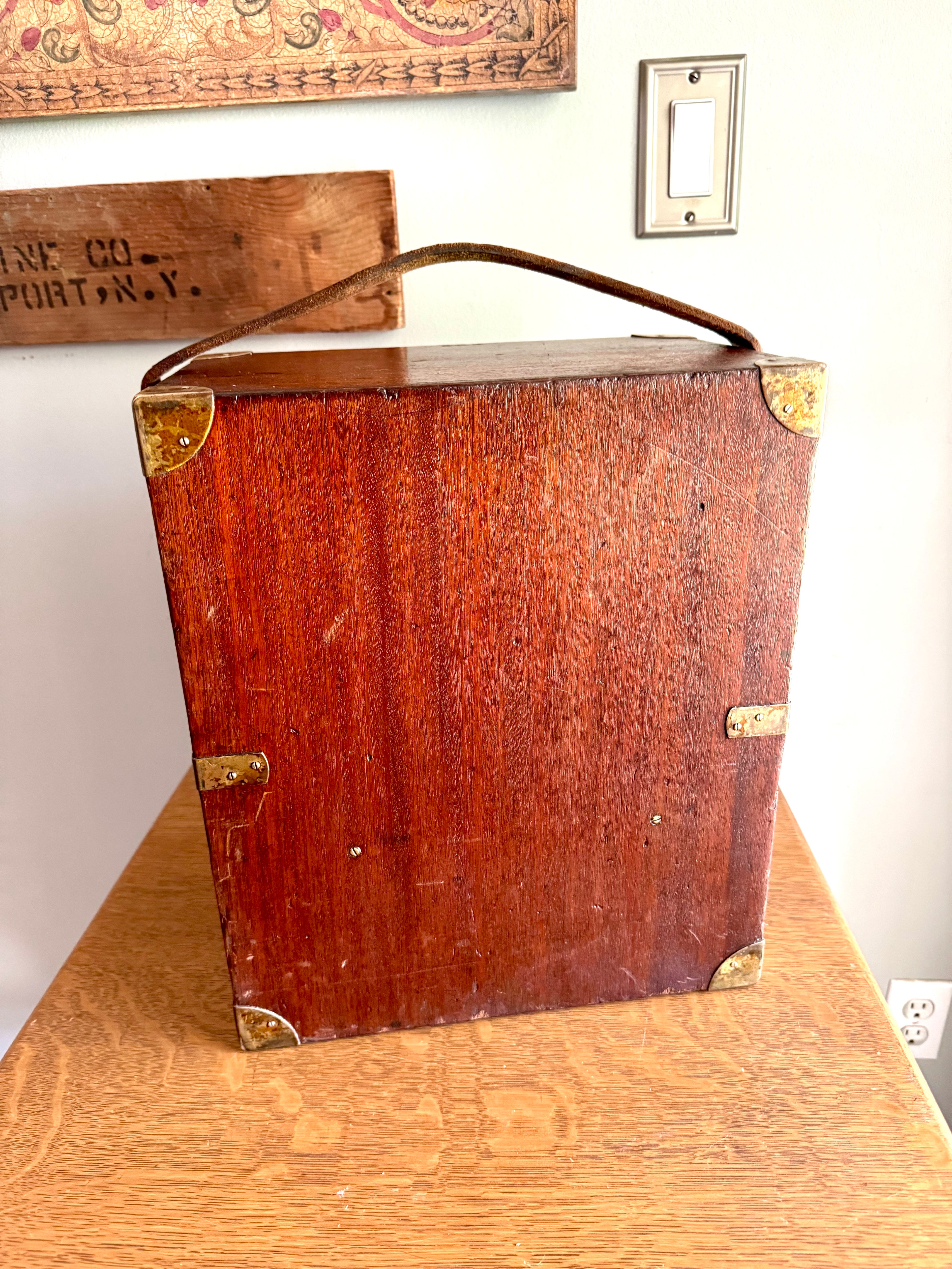 Vintage Wood Keuffel & Esser Box | Wooden Survey Transit Box | Wood Dovetailed Carrying Box  | Antique Wooden Box | Wood Storage Box