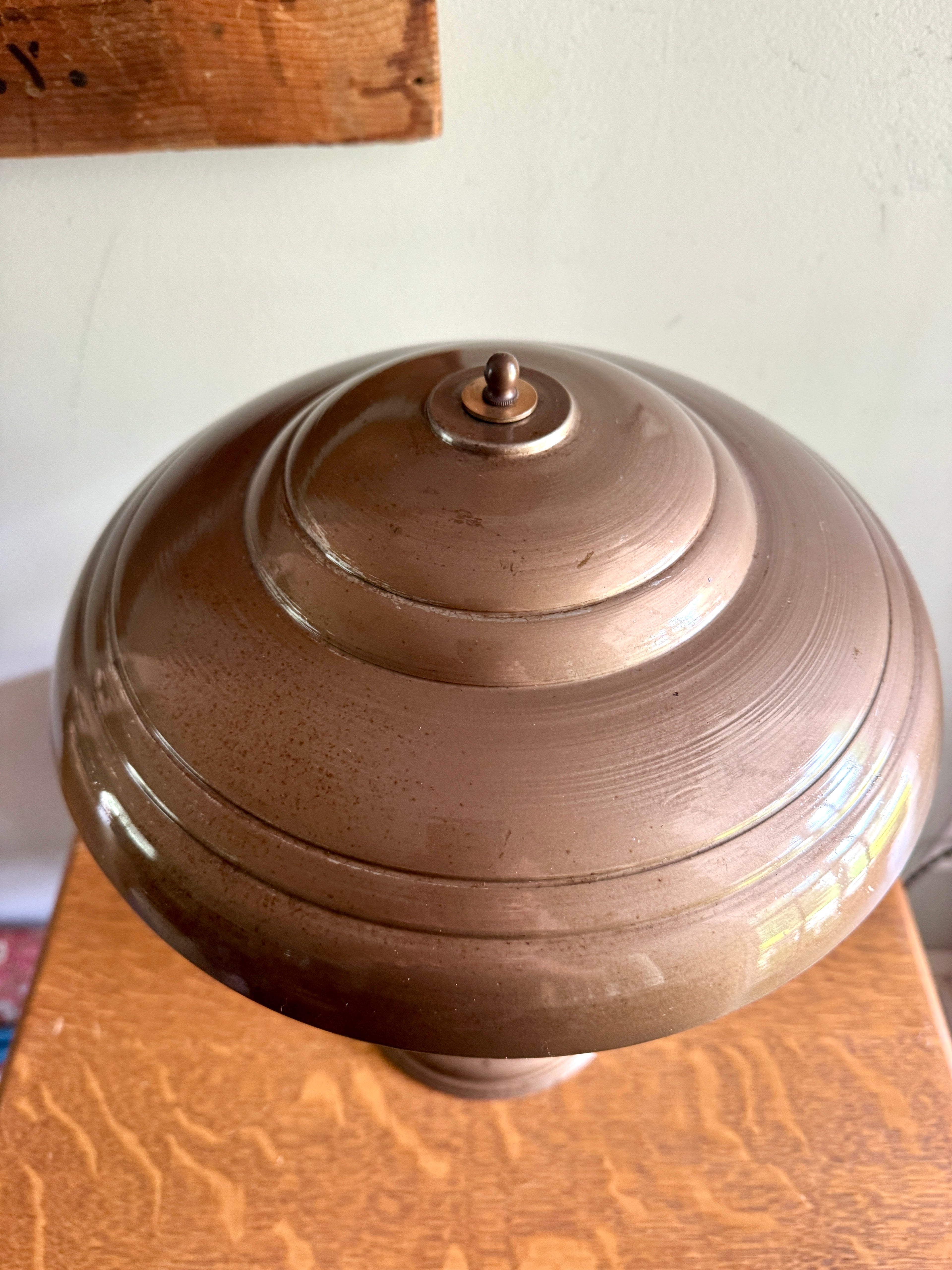 Vintage Art Deco Flying Saucer Metal Desk Lamp ~ Machine Age Metal Desk Lamp