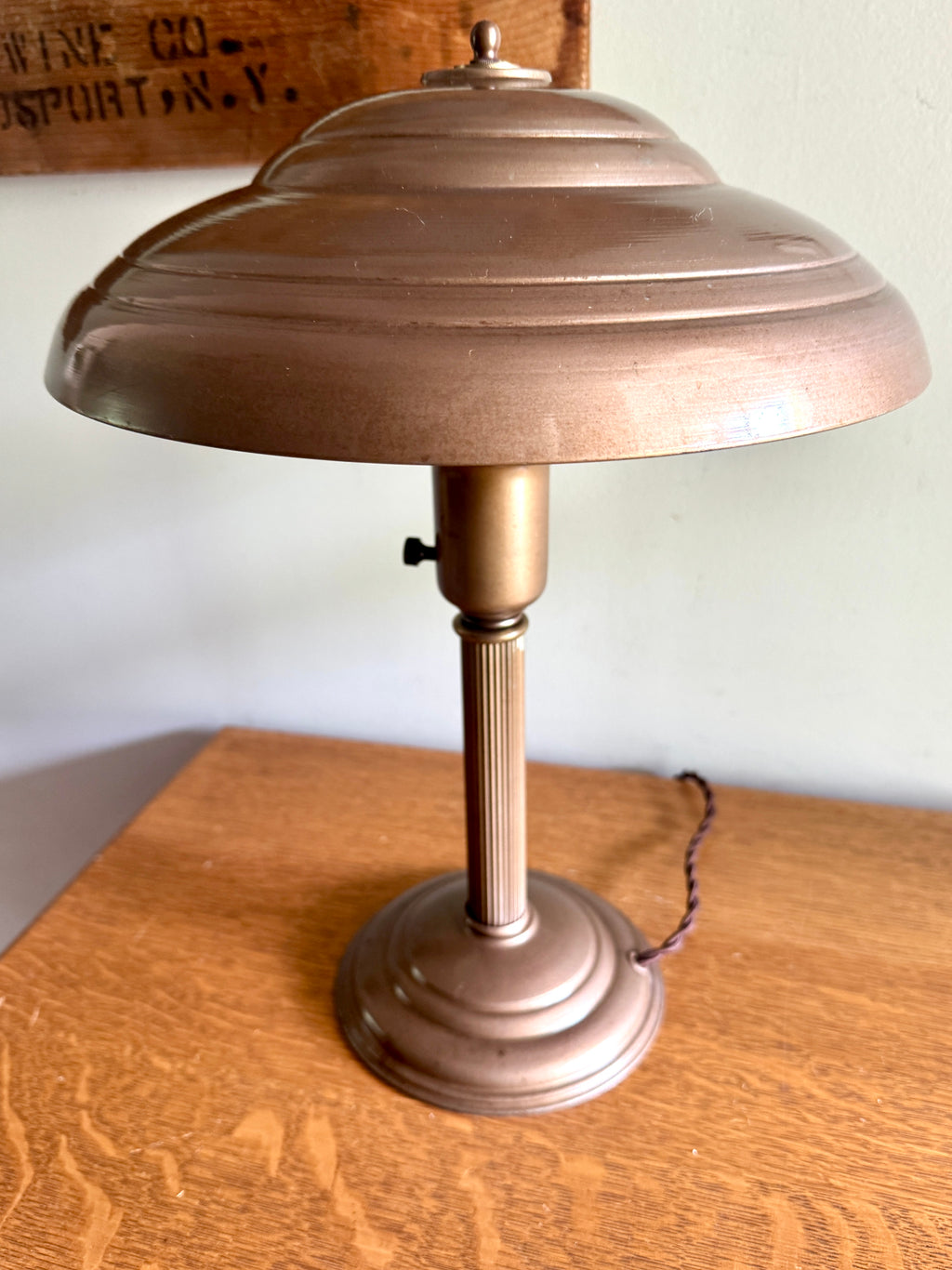 Vintage Art Deco Flying Saucer Metal Desk Lamp ~ Machine Age Metal Desk Lamp