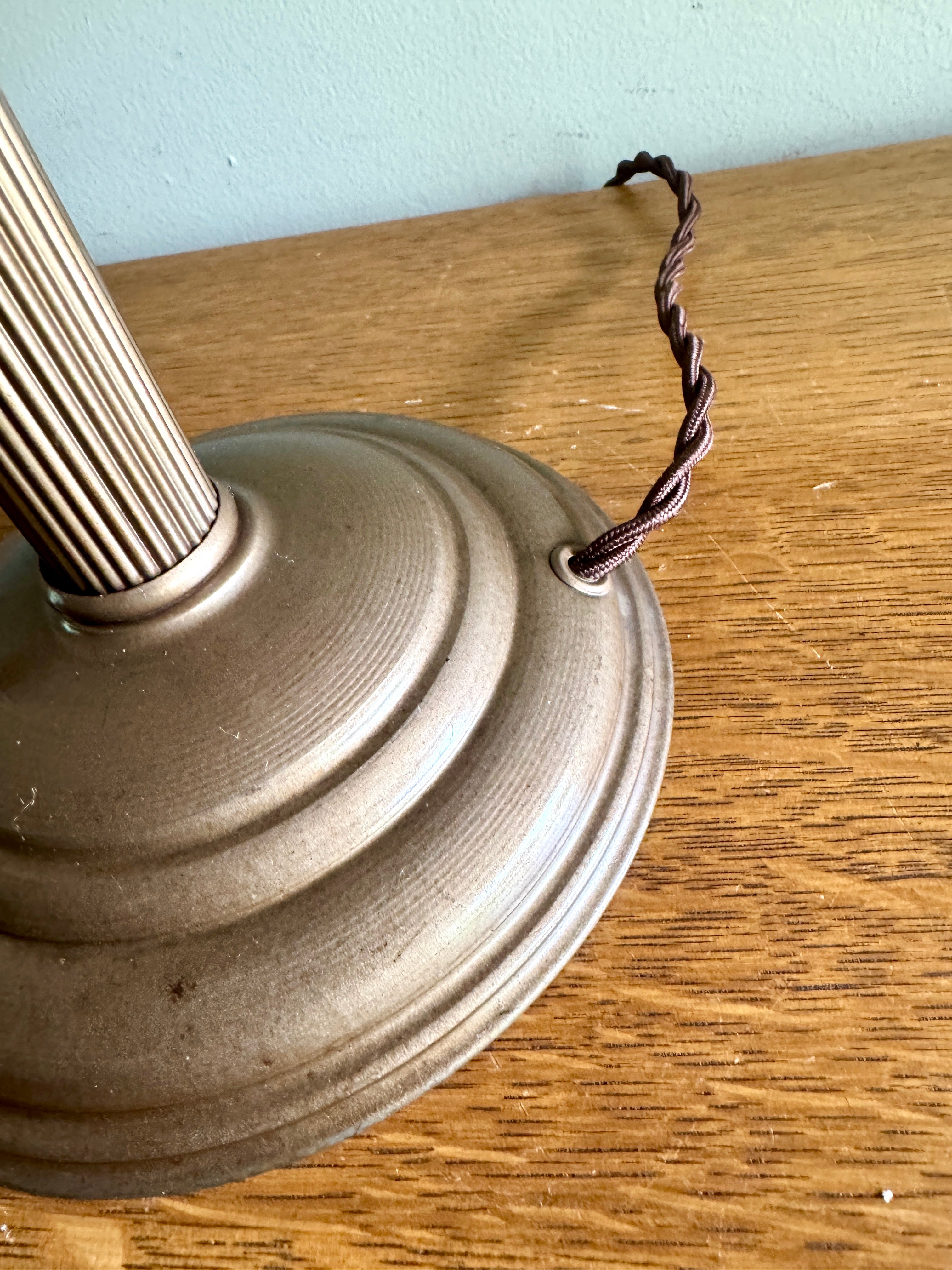 Vintage Art Deco Flying Saucer Metal Desk Lamp ~ Machine Age Metal Desk Lamp