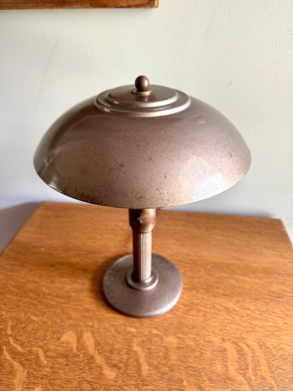 Vintage Art Deco Flying Saucer Metal Desk Lamp ~ Smaller Machine Age Metal Desk Lamp