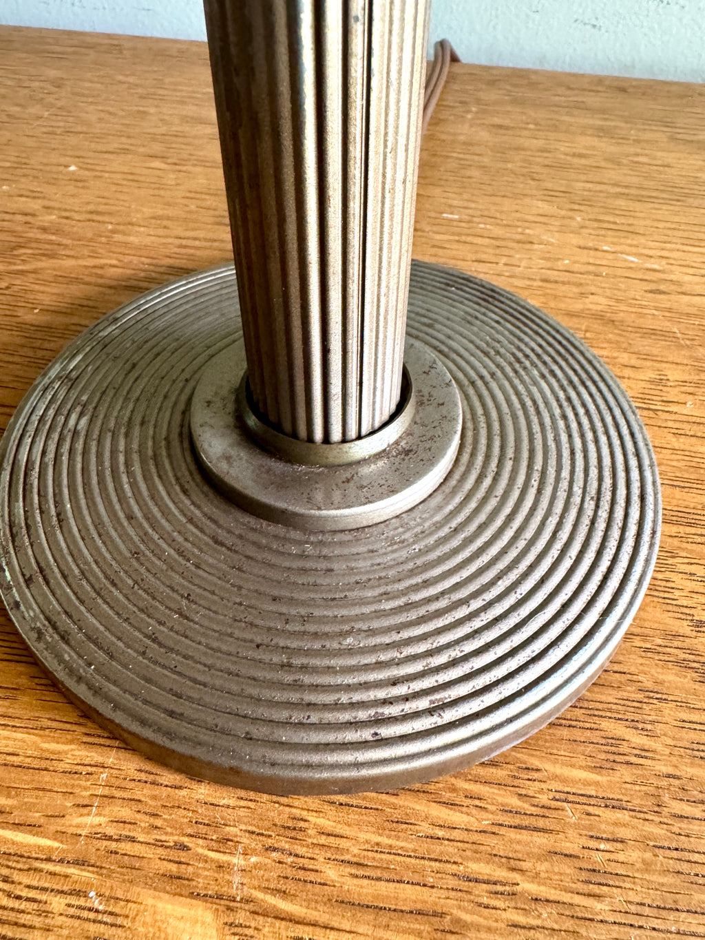 Vintage Art Deco Flying Saucer Metal Desk Lamp ~ Smaller Machine Age Metal Desk Lamp