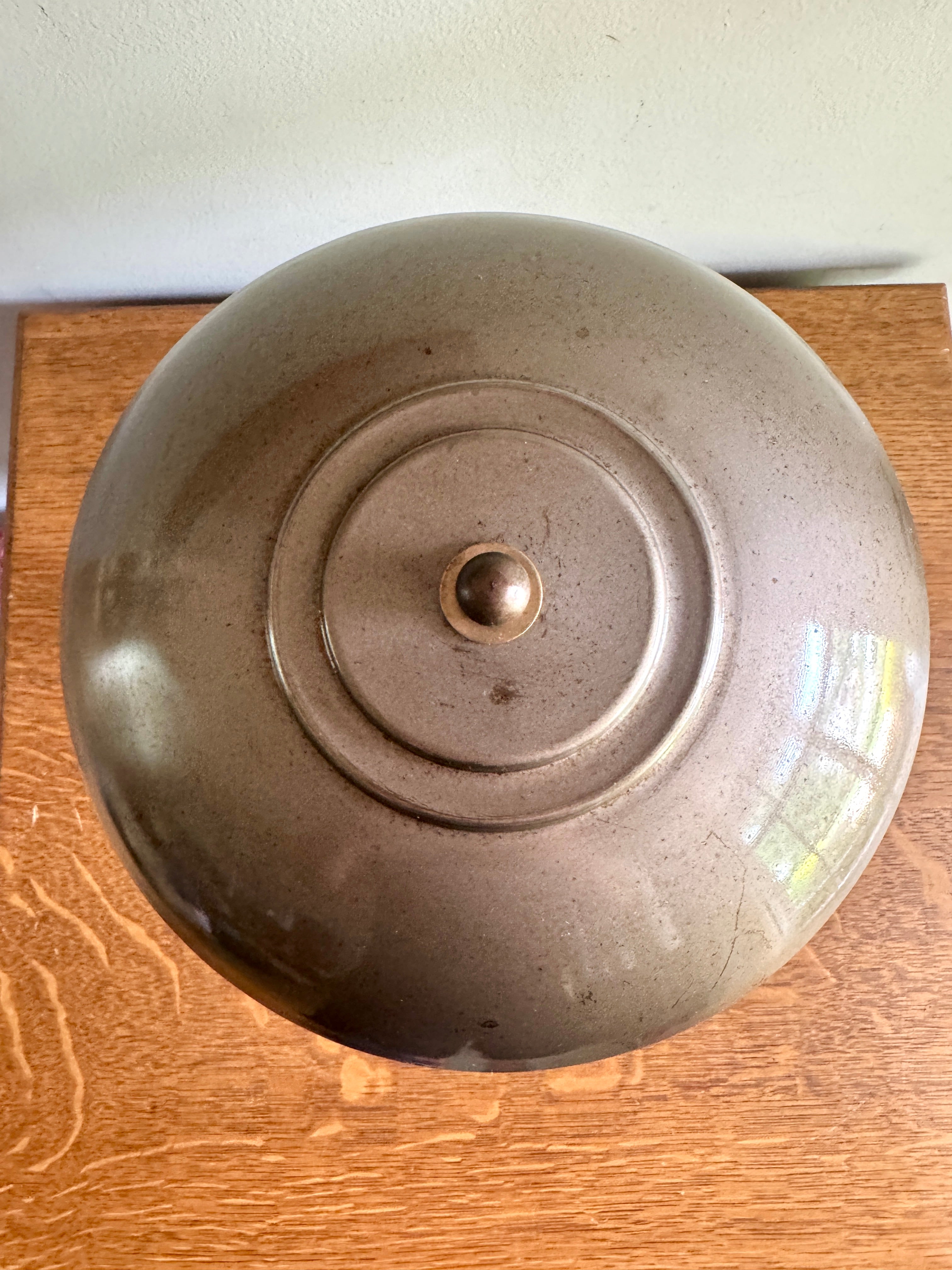 Vintage Art Deco Flying Saucer Metal Desk Lamp ~ Smaller Machine Age Metal Desk Lamp