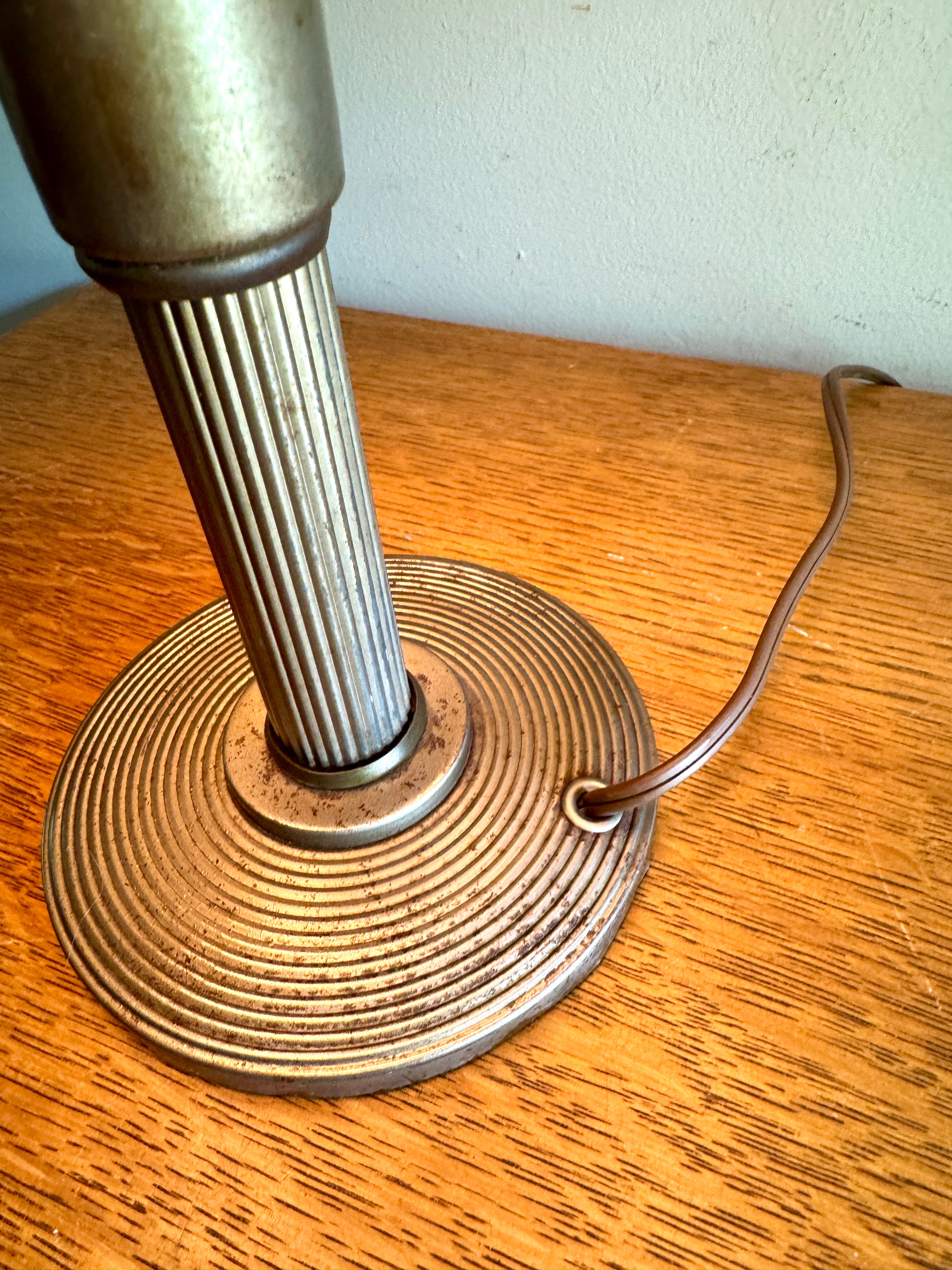 Vintage Art Deco Flying Saucer Metal Desk Lamp ~ Smaller Machine Age Metal Desk Lamp