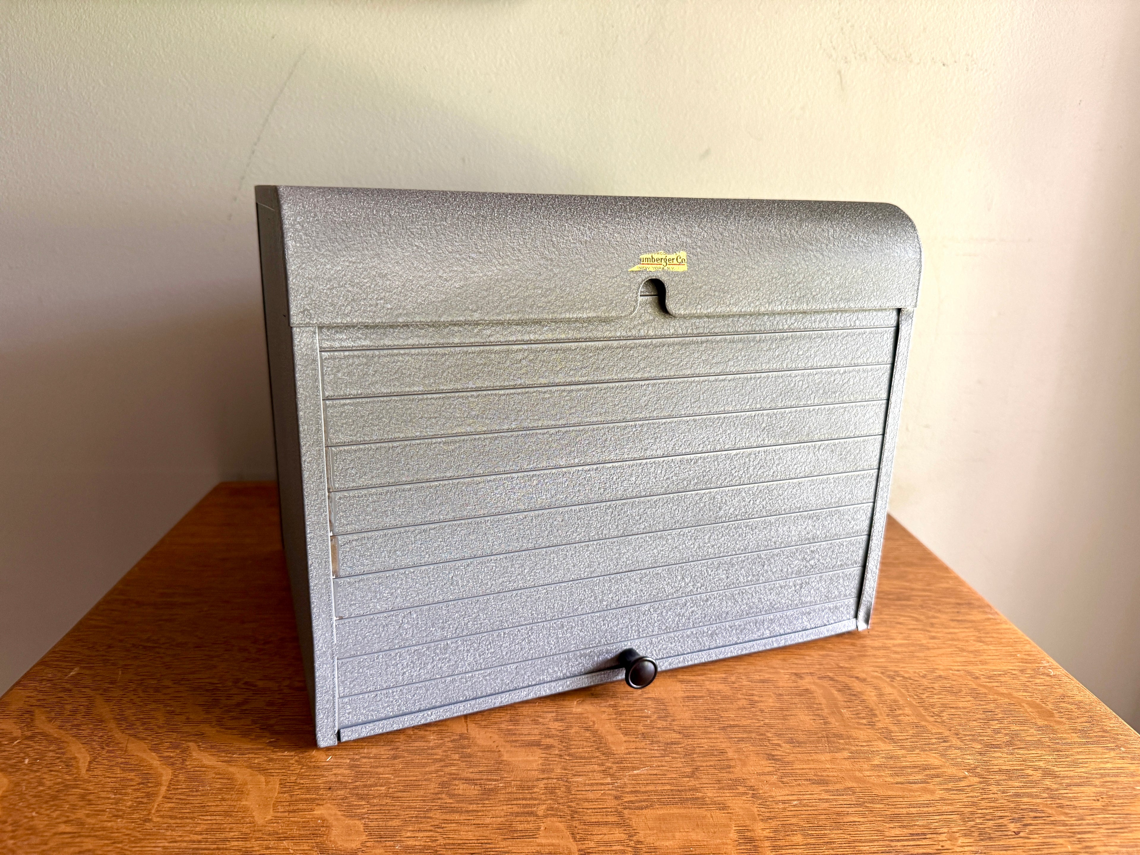 Vintage Brumberger Roll-Top Metal File Cabinet ~ Metal Roll Top Dark Room Photo Paper Safe Cabinet Organizer