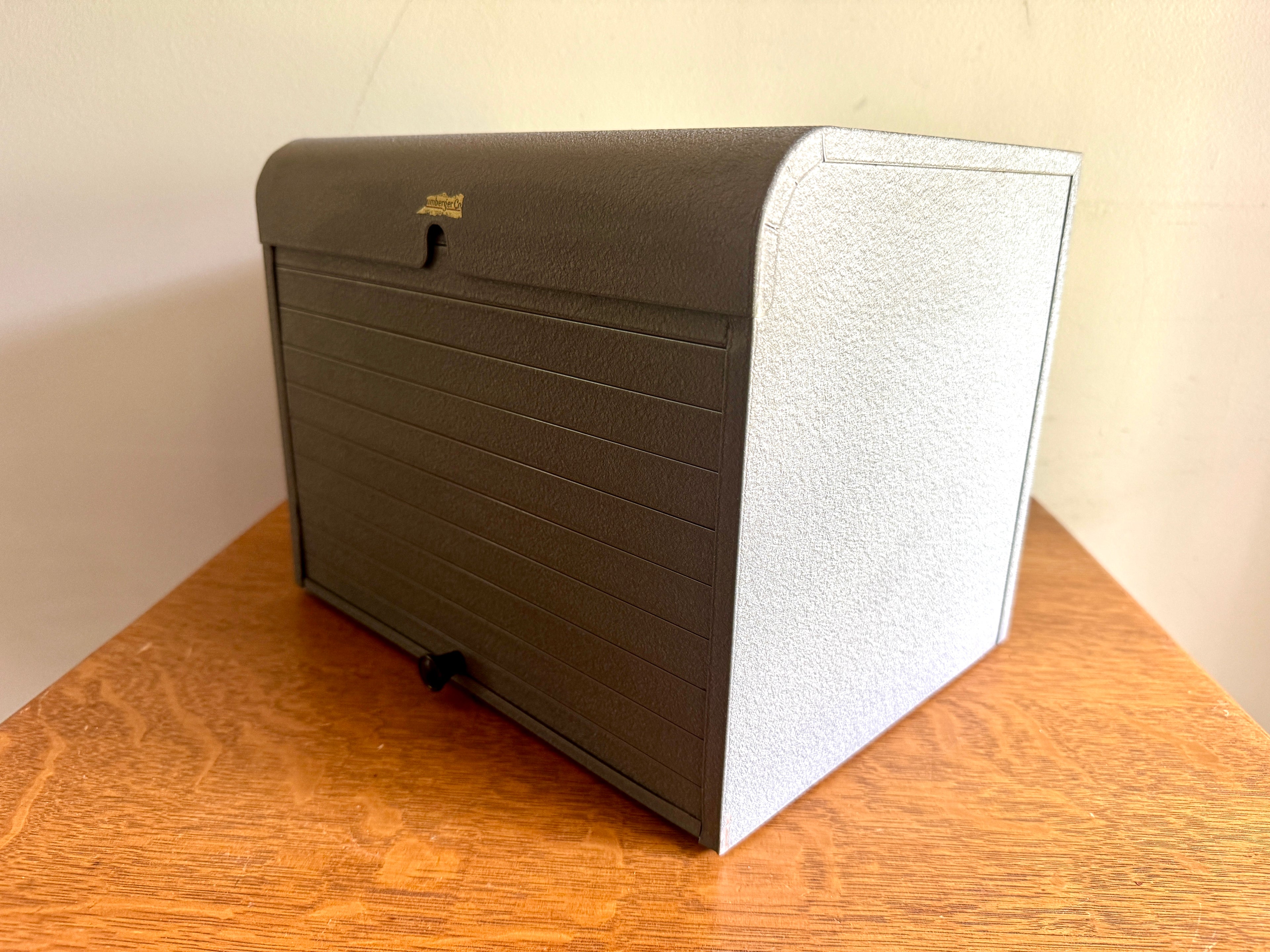 Vintage Brumberger Roll-Top Metal File Cabinet ~ Metal Roll Top Dark Room Photo Paper Safe Cabinet Organizer