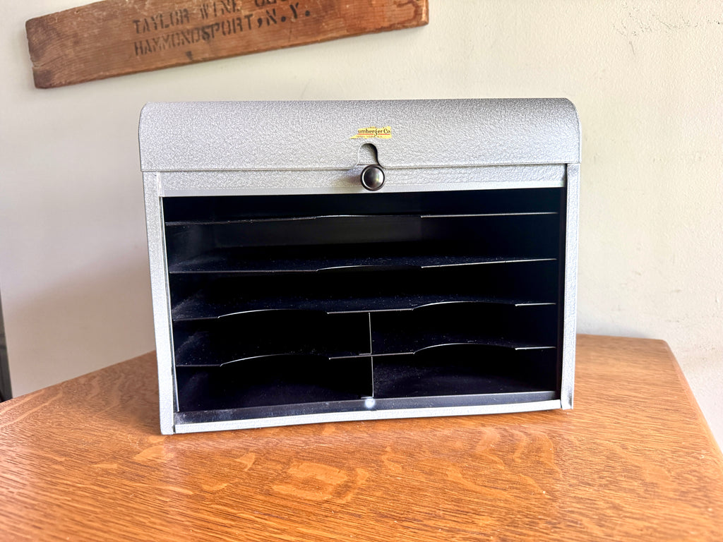 Vintage Brumberger Roll-Top Metal File Cabinet ~ Metal Roll Top Dark Room Photo Paper Safe Cabinet Organizer