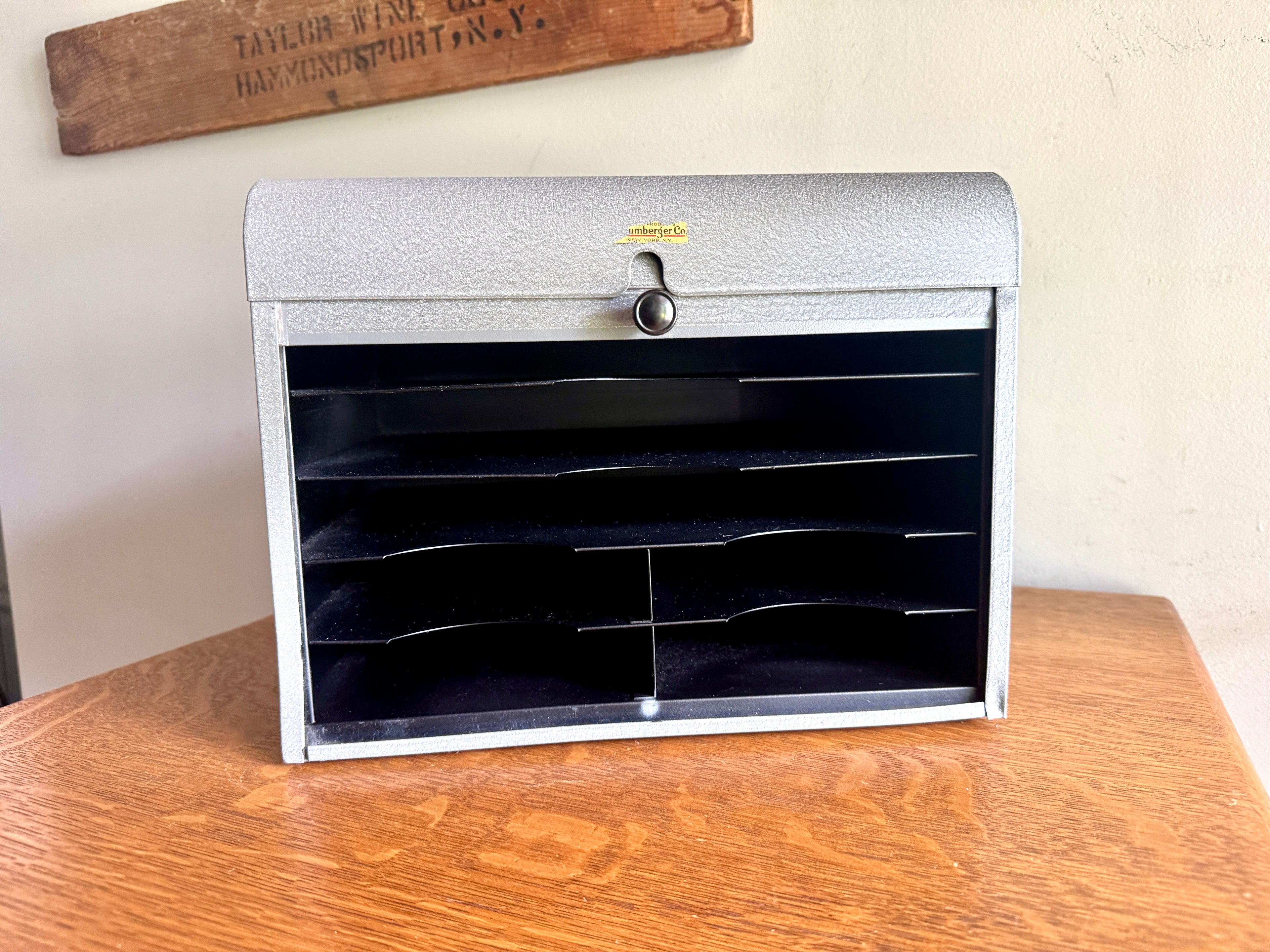 Vintage Brumberger Roll-Top Metal File Cabinet ~ Metal Roll Top Dark Room Photo Paper Safe Cabinet Organizer