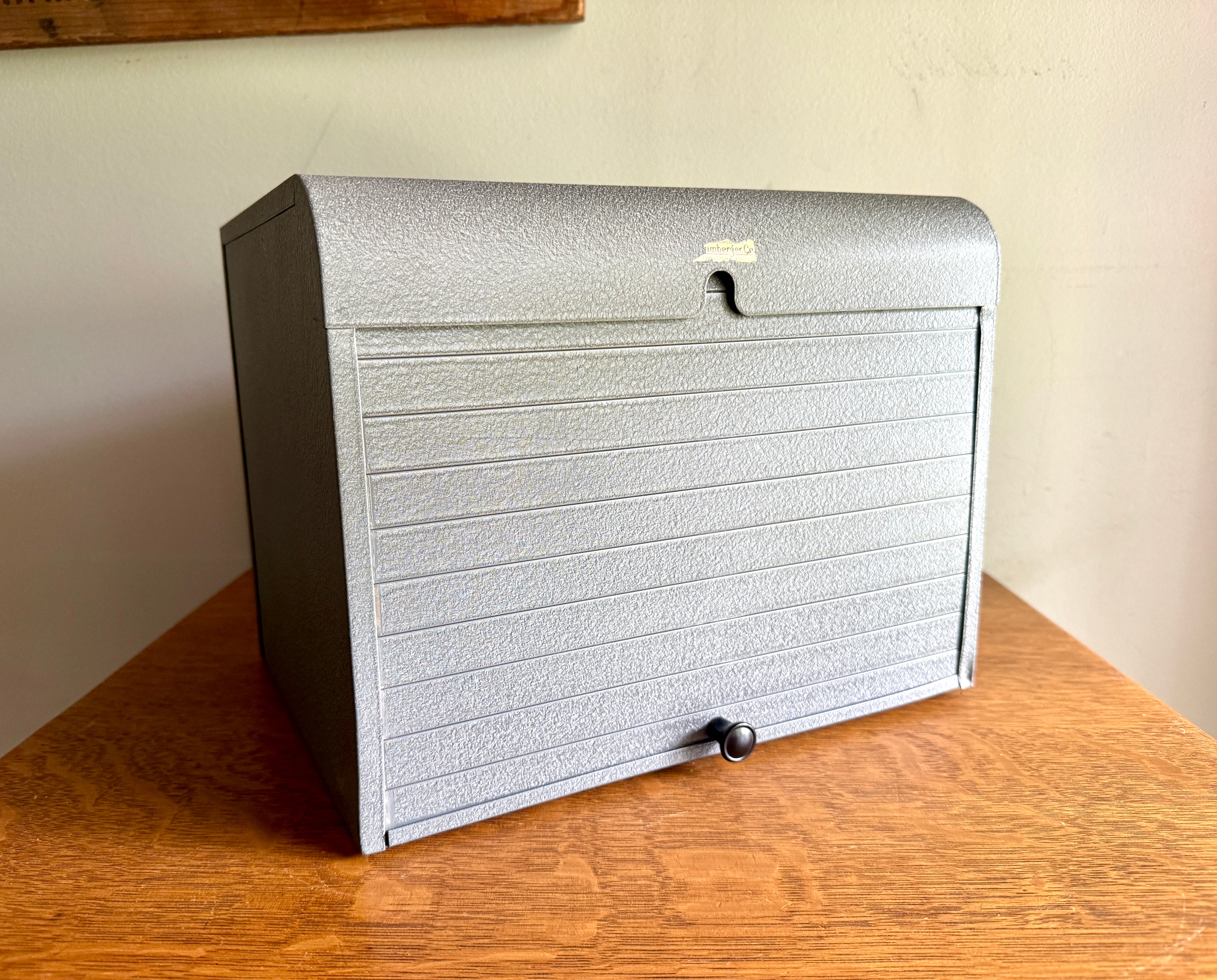 Vintage Brumberger Roll-Top Metal File Cabinet ~ Metal Roll Top Dark Room Photo Paper Safe Cabinet Organizer