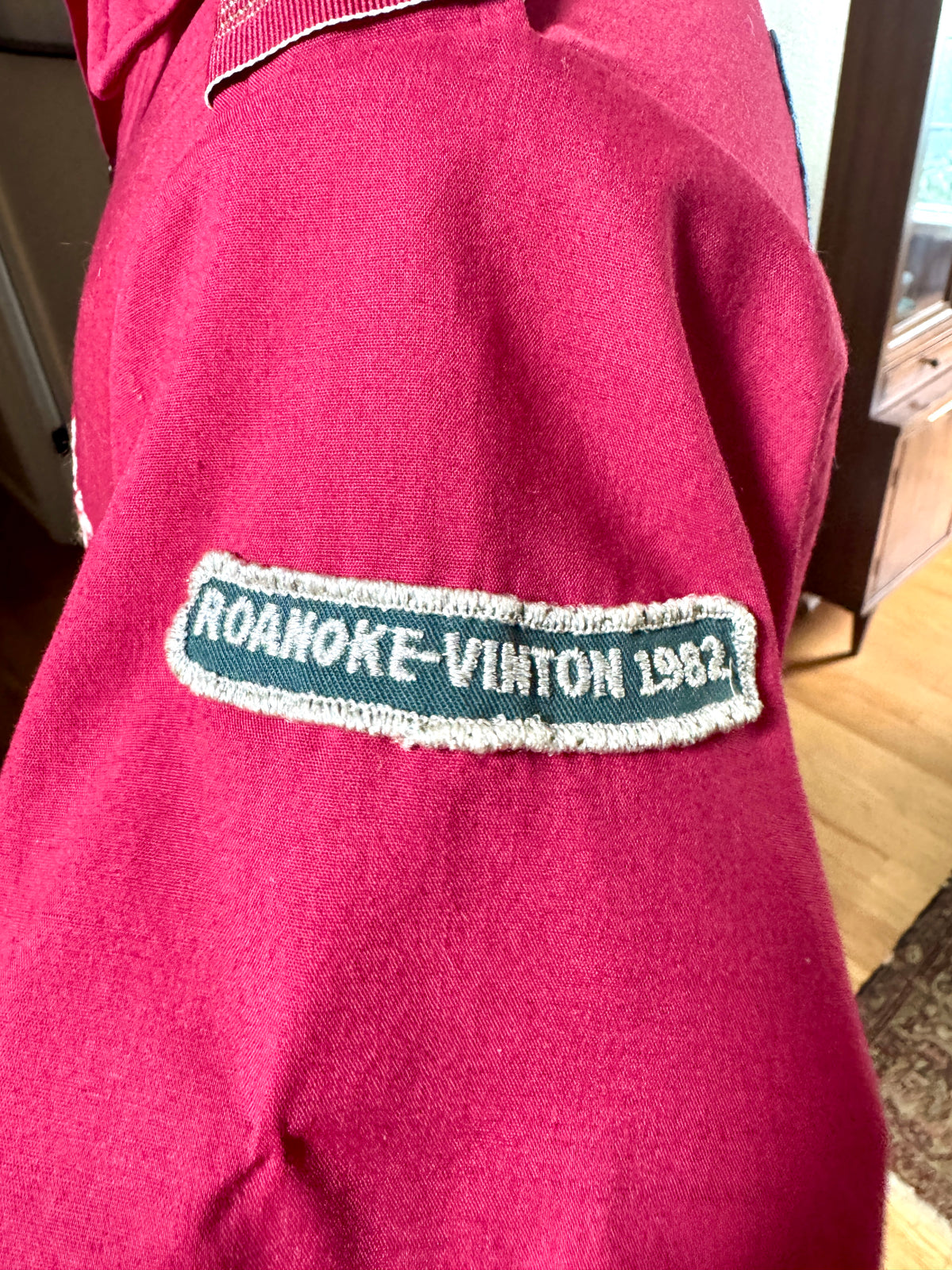 1970's King Louie Maroon Bowling Shirt With Patches ~ Betty's Bowling Shirt