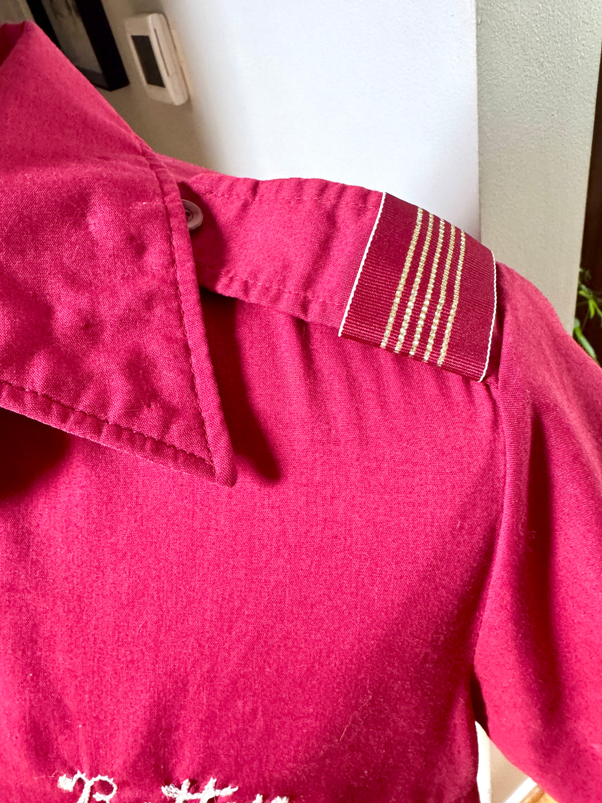 1970's King Louie Maroon Bowling Shirt With Patches ~ Betty's Bowling Shirt