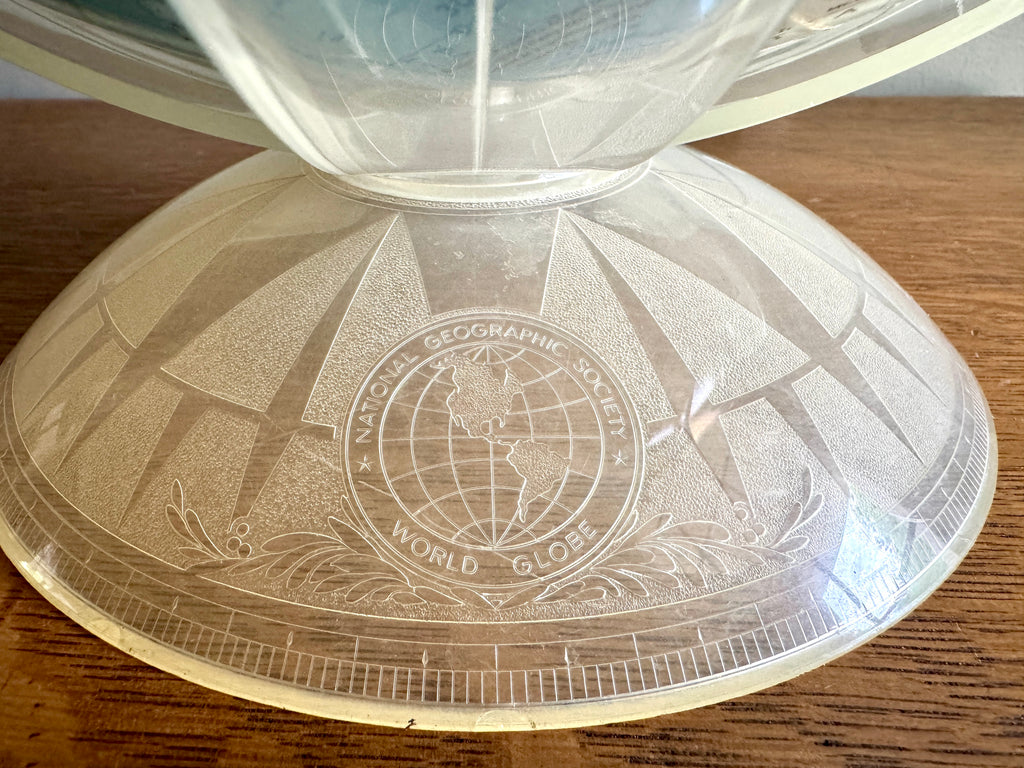 Vintage 1960's Illuminated National Geographic 12" Globe in Clear Stand ~