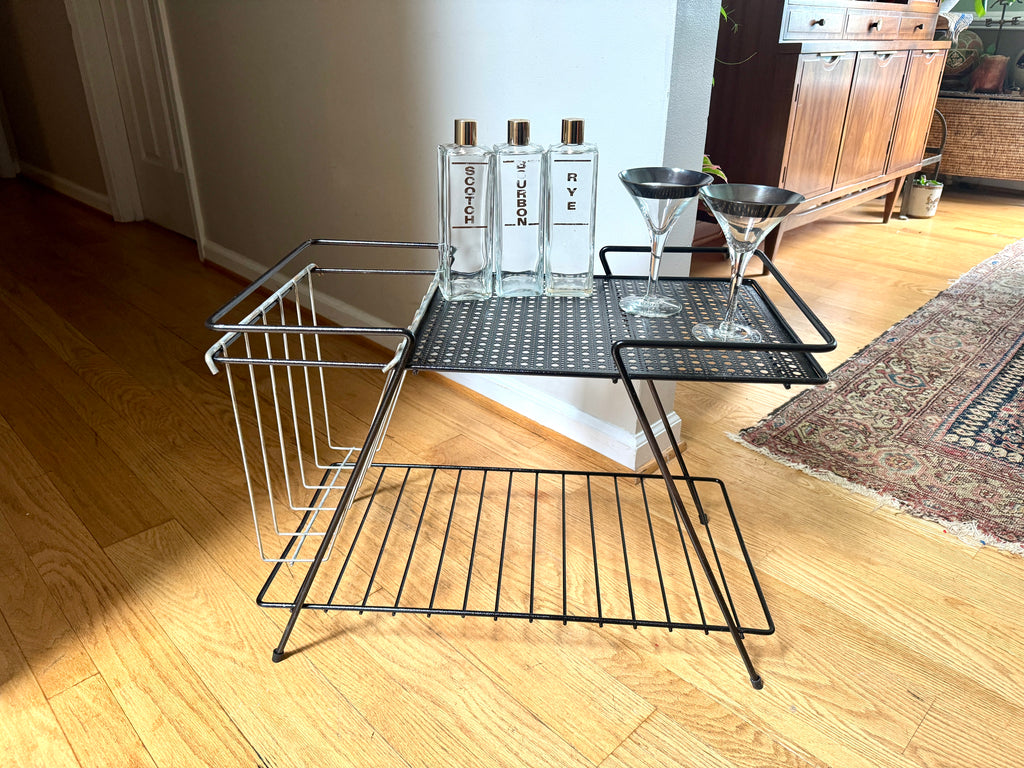 Vintage 1960s Mathieu Mategot Style Mid-Century Modern Magazine Rack Table