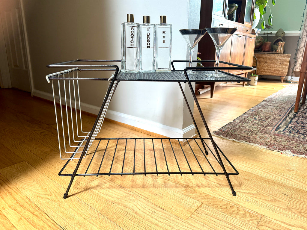 Vintage 1960s Mathieu Mategot Style Mid-Century Modern Magazine Rack Table