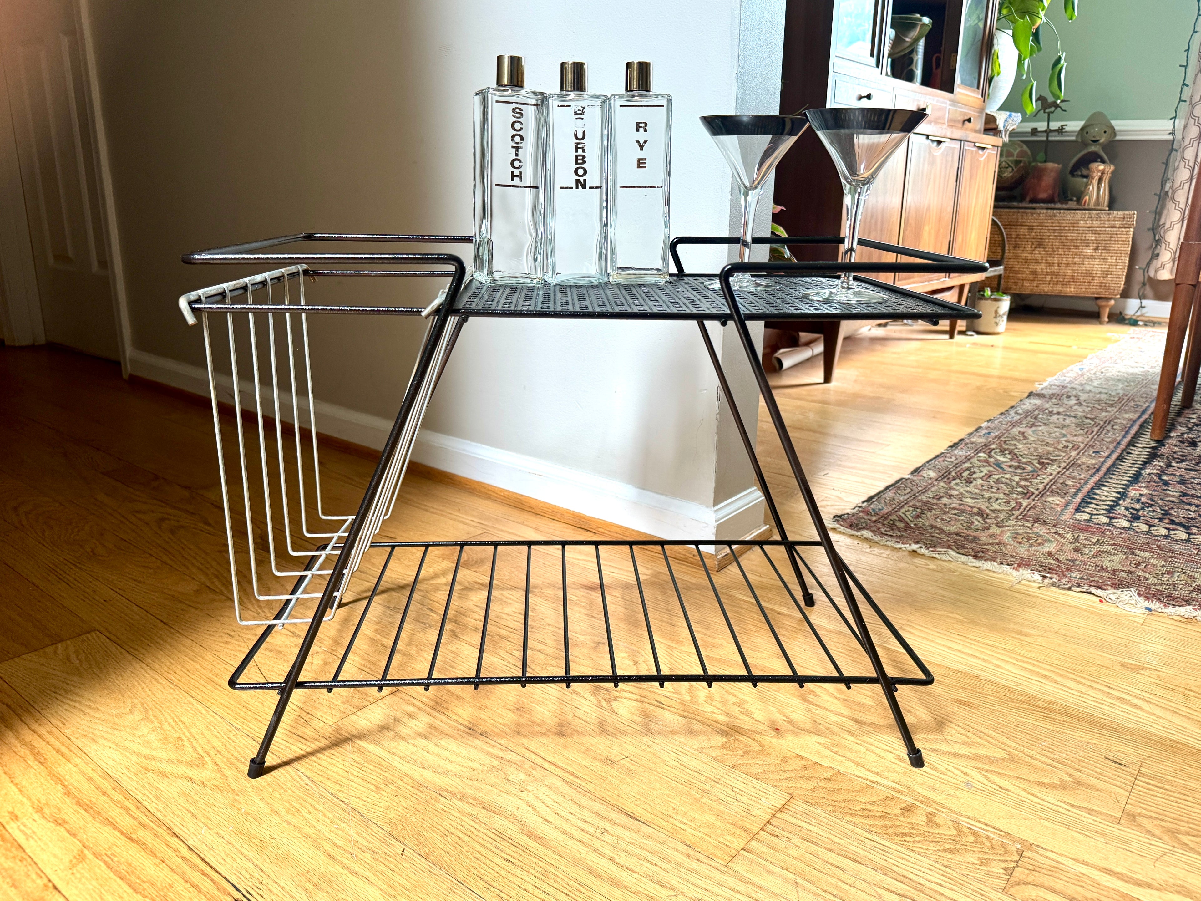 Vintage 1960s Mathieu Mategot Style Mid-Century Modern Magazine Rack Table