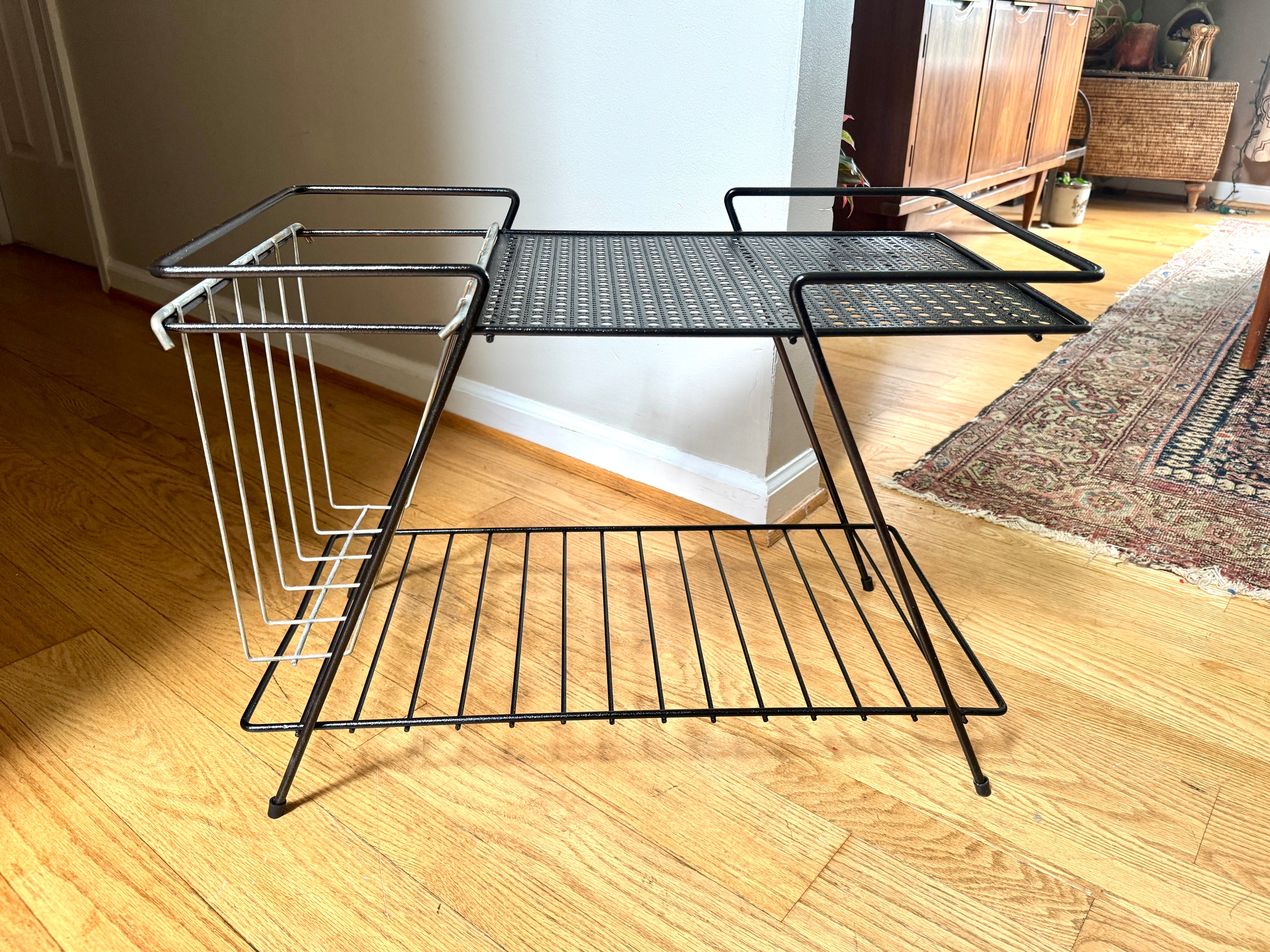 Vintage 1960s Mathieu Mategot Style Mid-Century Modern Magazine Rack Table
