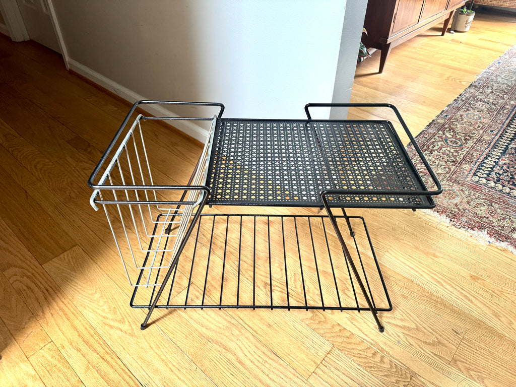 Vintage 1960s Mathieu Mategot Style Mid-Century Modern Magazine Rack Table