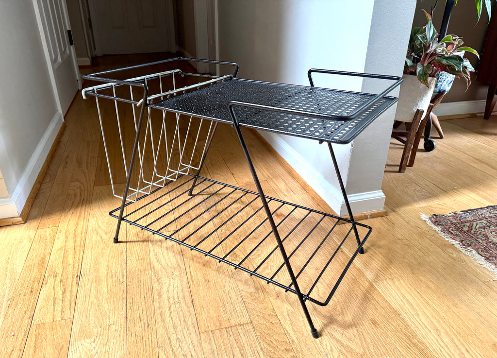 Vintage 1960s Mathieu Mategot Style Mid-Century Modern Magazine Rack Table