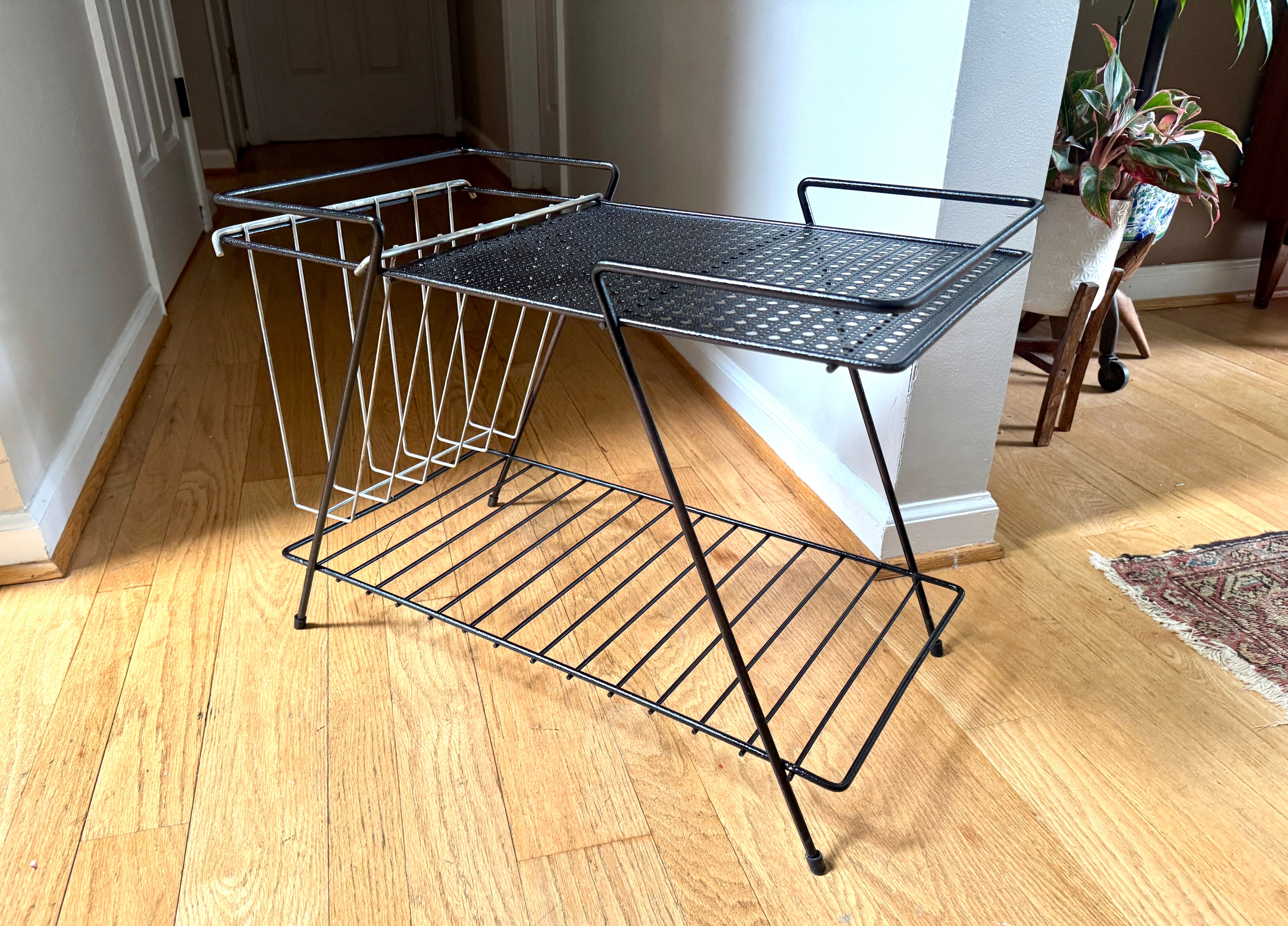 Vintage 1960s Mathieu Mategot Style Mid-Century Modern Magazine Rack Table