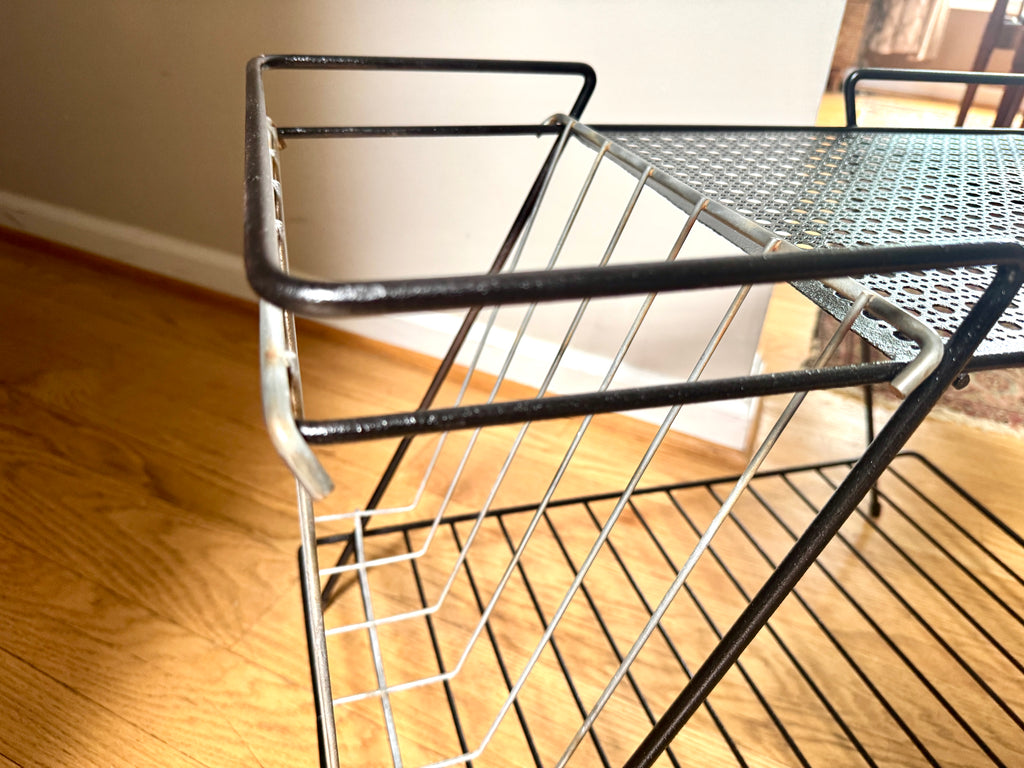 Vintage 1960s Mathieu Mategot Style Mid-Century Modern Magazine Rack Table