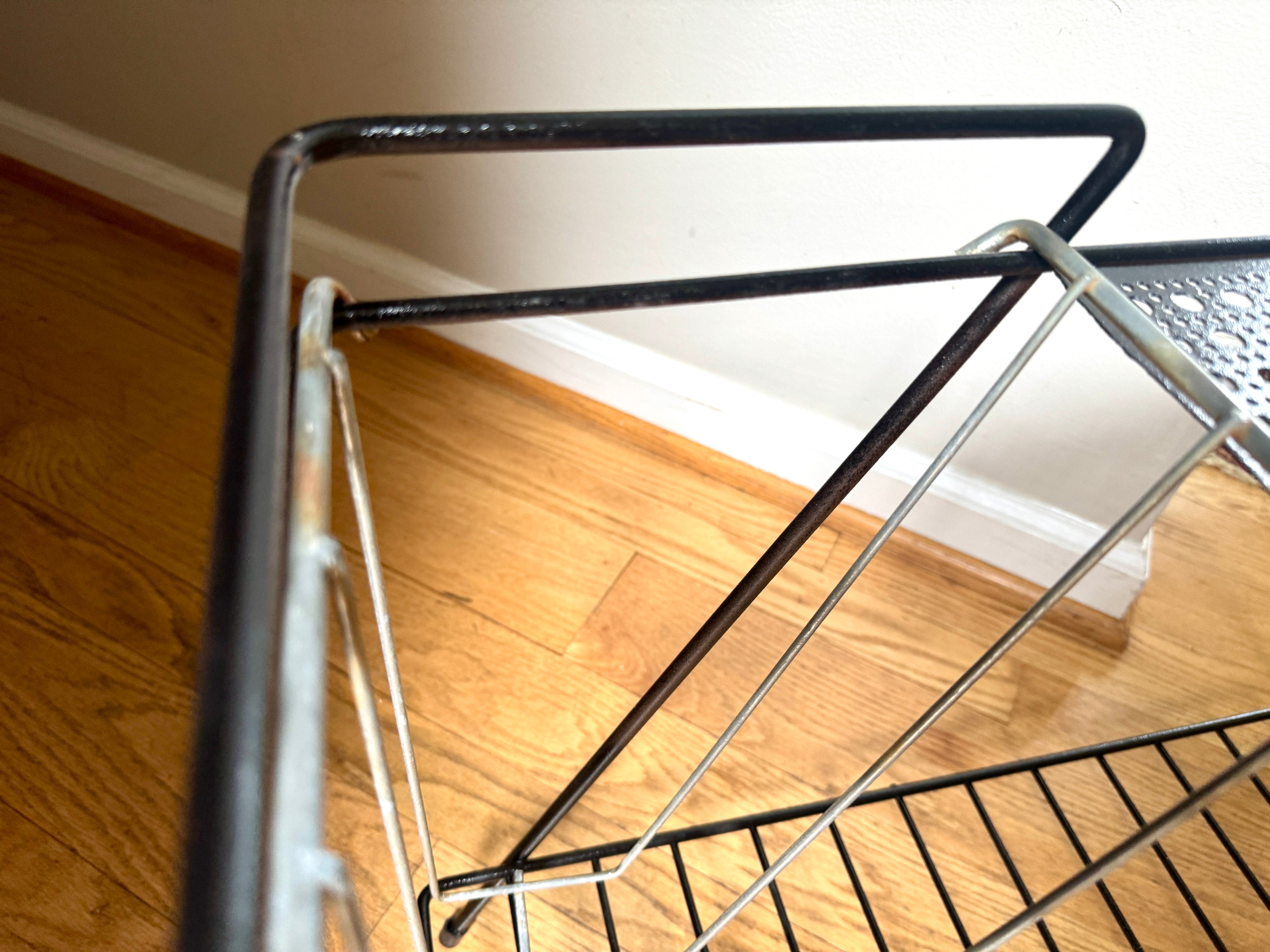 Vintage 1960s Mathieu Mategot Style Mid-Century Modern Magazine Rack Table