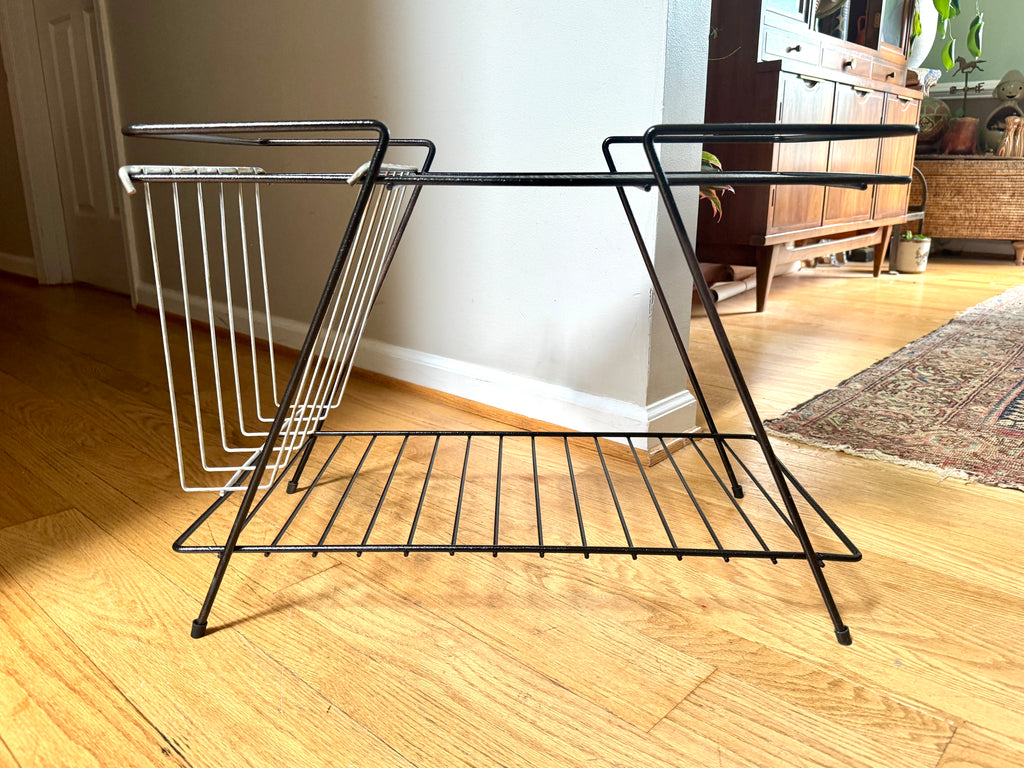 Vintage 1960s Mathieu Mategot Style Mid-Century Modern Magazine Rack Table
