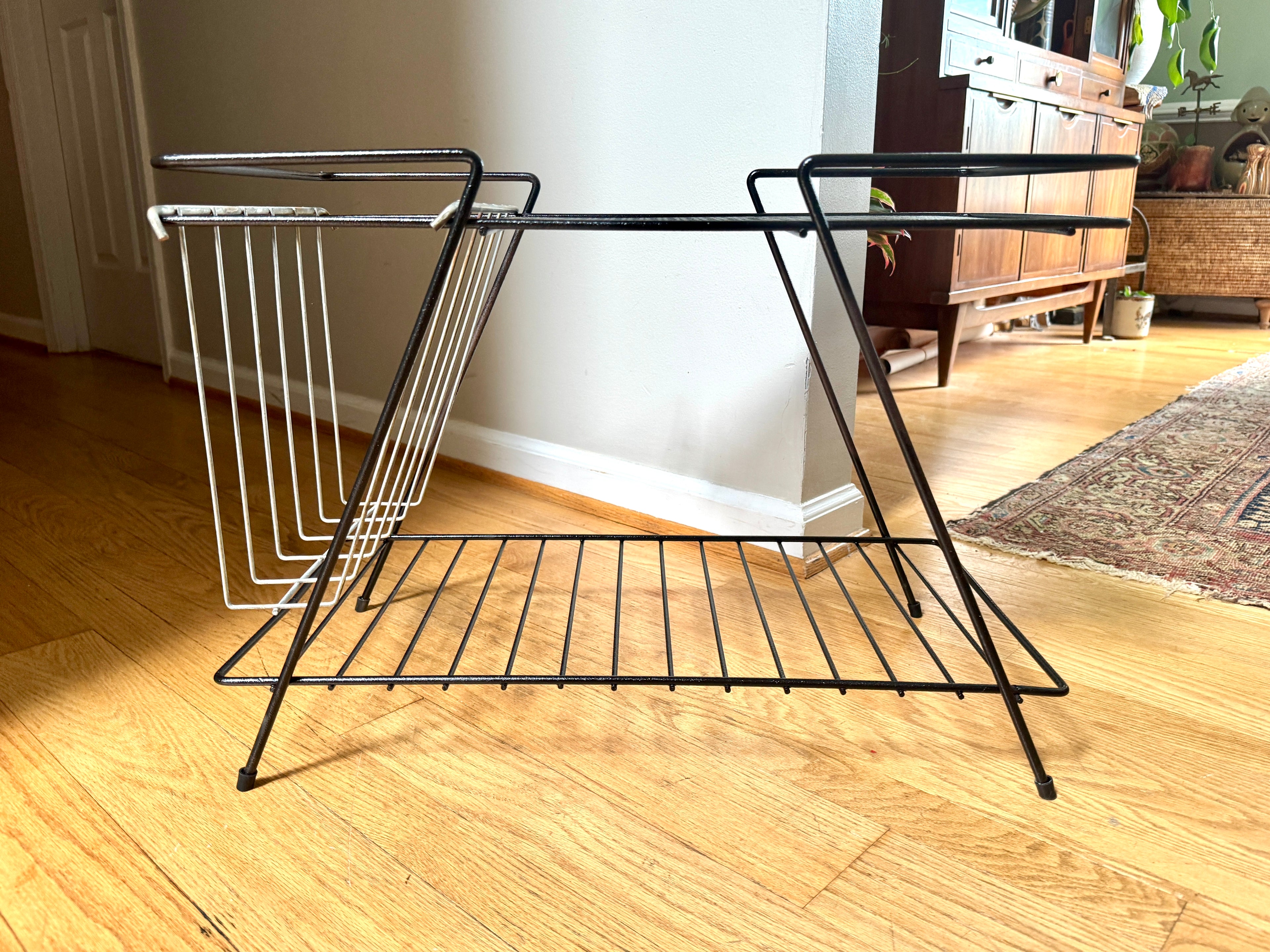 Vintage 1960s Mathieu Mategot Style Mid-Century Modern Magazine Rack Table