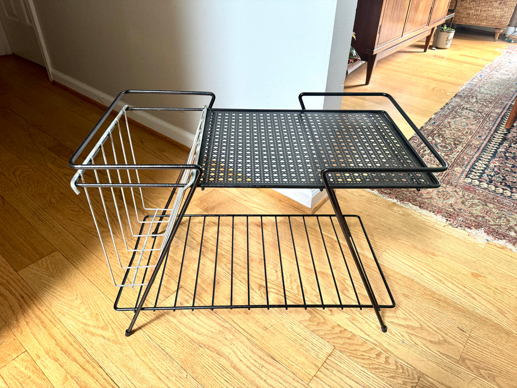 Vintage 1960s Mathieu Mategot Style Mid-Century Modern Magazine Rack Table