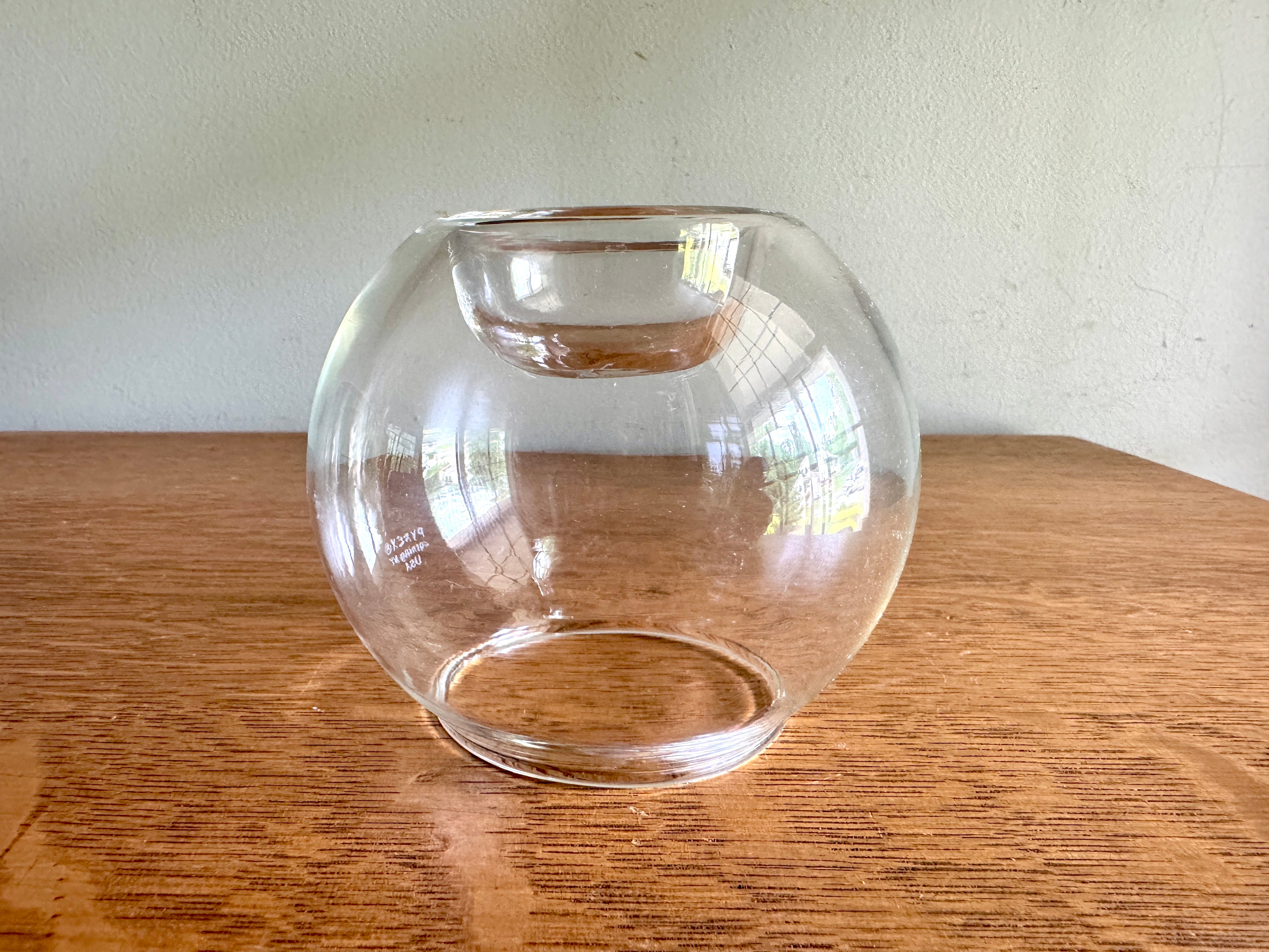 Vintage Pyrex Corning Un-candle ~ 1970's Candle Apple Floating Clear Glass Globe in Org. Box