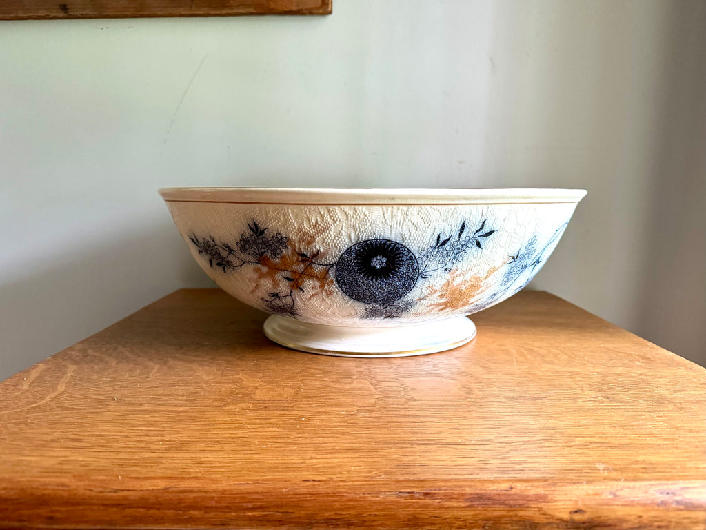 A Doulton Burslem Large Wash Basin | Textured Doulton Burslem Ceramic Basin | Large  English Ceramic Centerpiece Bowl | Large Salad Bowl
