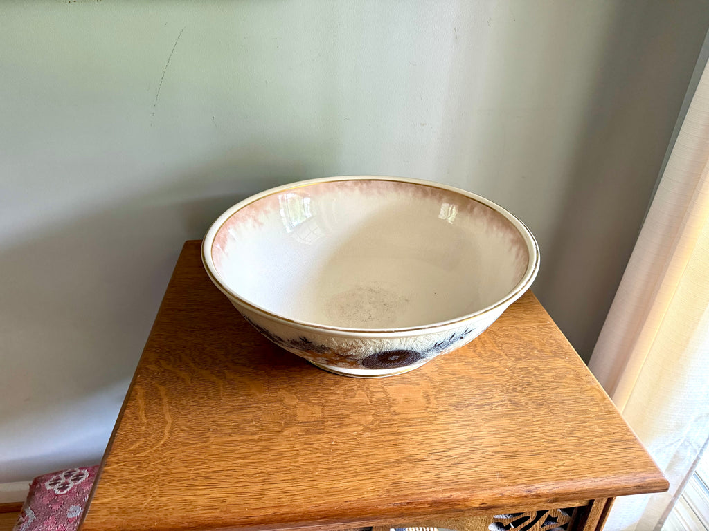 A Doulton Burslem Large Wash Basin | Textured Doulton Burslem Ceramic Basin | Large  English Ceramic Centerpiece Bowl | Large Salad Bowl