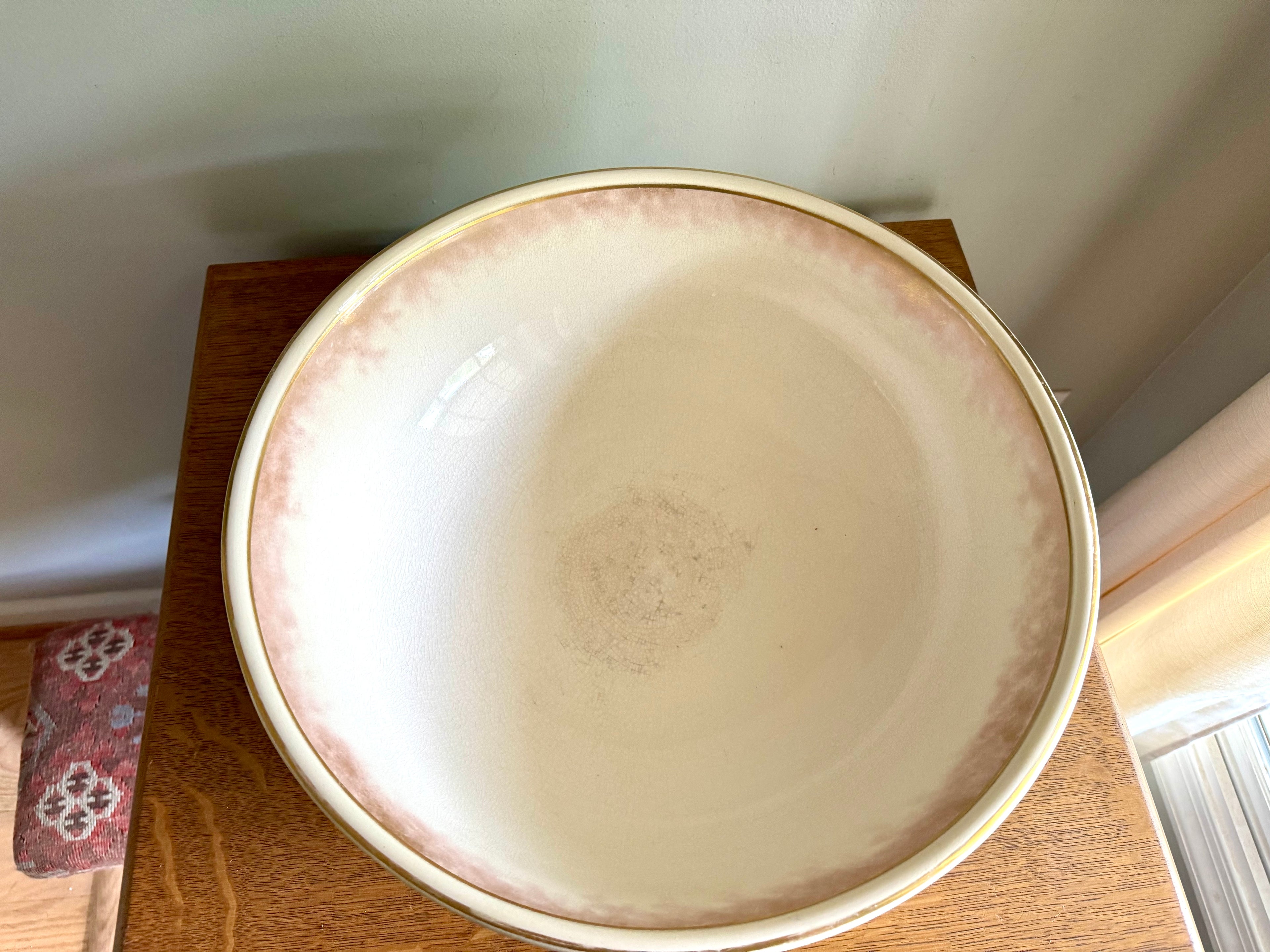 A Doulton Burslem Large Wash Basin | Textured Doulton Burslem Ceramic Basin | Large  English Ceramic Centerpiece Bowl | Large Salad Bowl