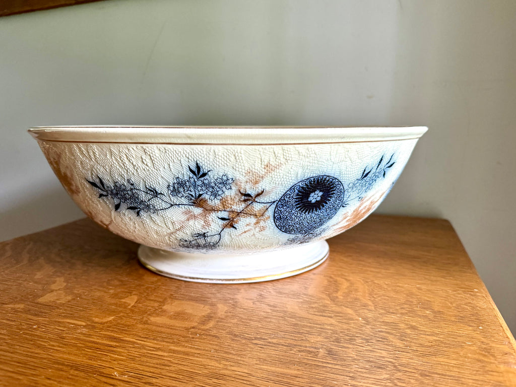 A Doulton Burslem Large Wash Basin | Textured Doulton Burslem Ceramic Basin | Large  English Ceramic Centerpiece Bowl | Large Salad Bowl