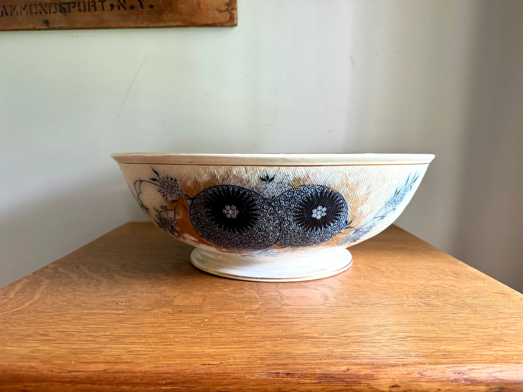 A Doulton Burslem Large Wash Basin | Textured Doulton Burslem Ceramic Basin | Large  English Ceramic Centerpiece Bowl | Large Salad Bowl