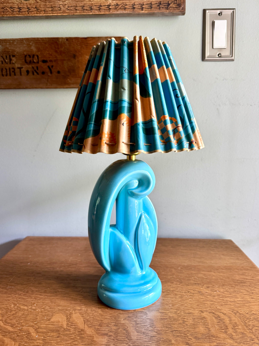 Mid Century Sculptural Abstract Turquoise Ceramic Table Lamp ~ MCM Ceramic Lamp